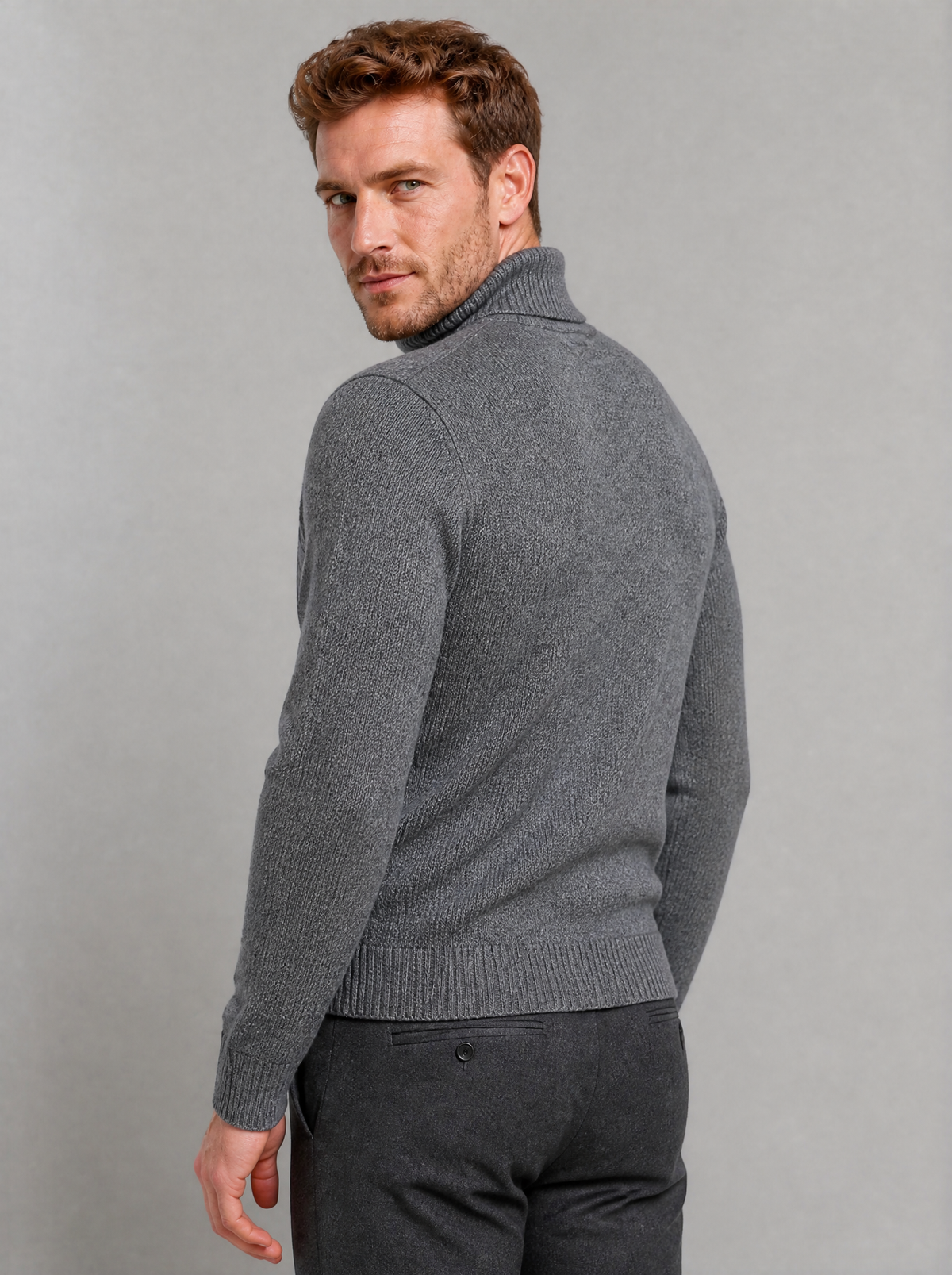 Men's Knit Cable Regular Fit Roll Neck Jumper - view 4