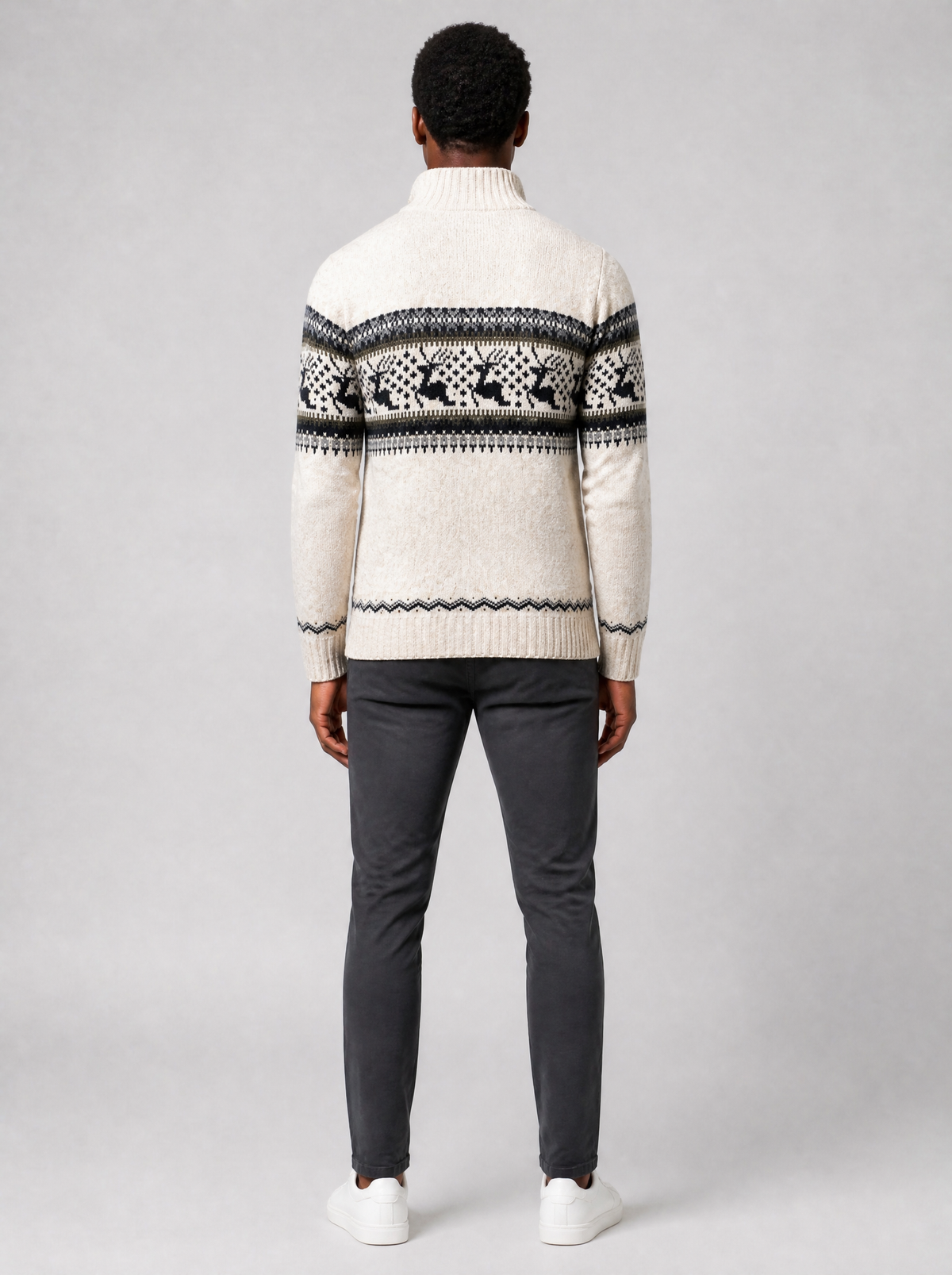 Men's Knit Fair Isle Regular Fit Half Zip Jumper - product view 2