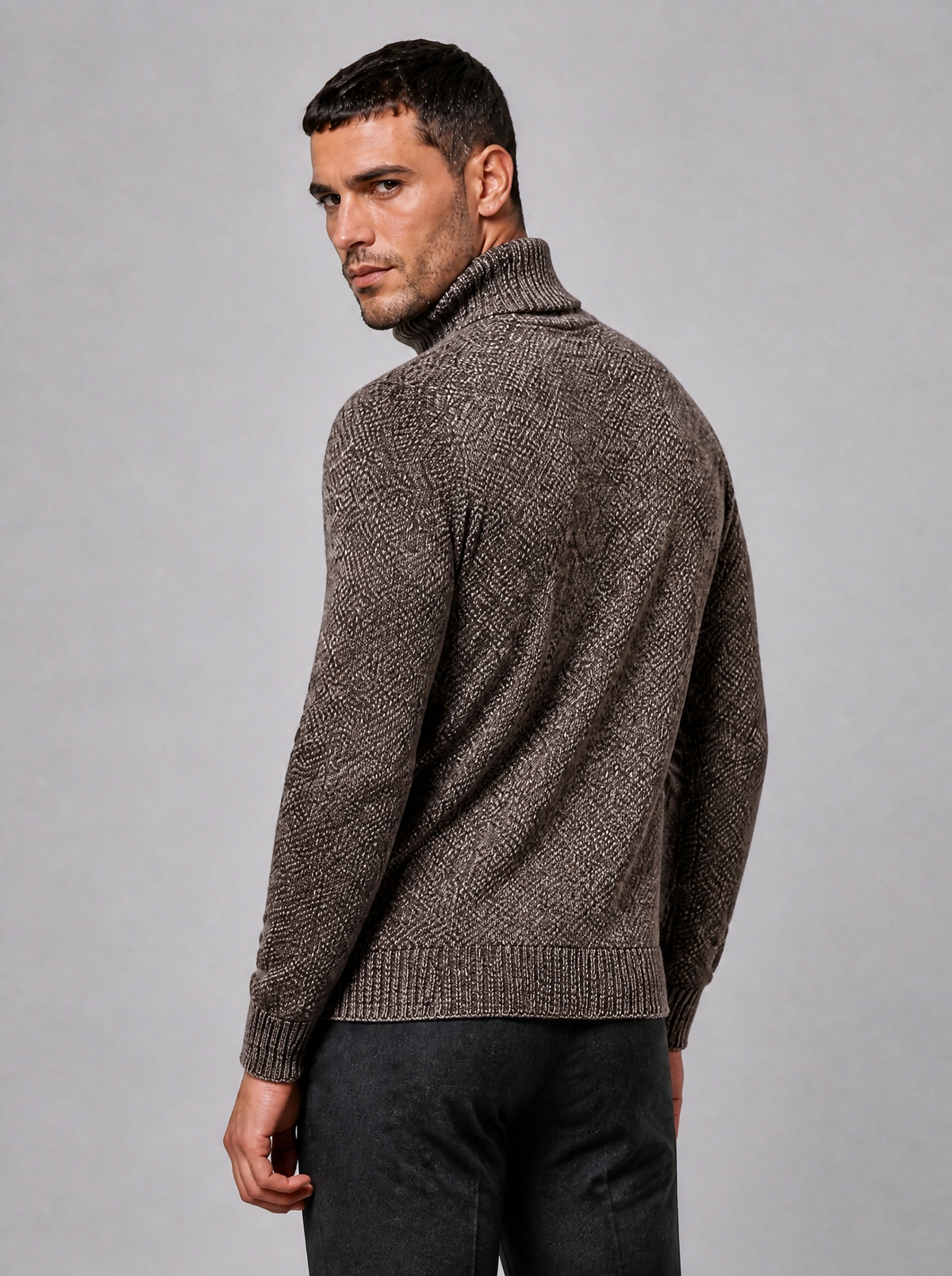 Men's Knit Marl Regular Fit Roll Neck Jumper - view 4