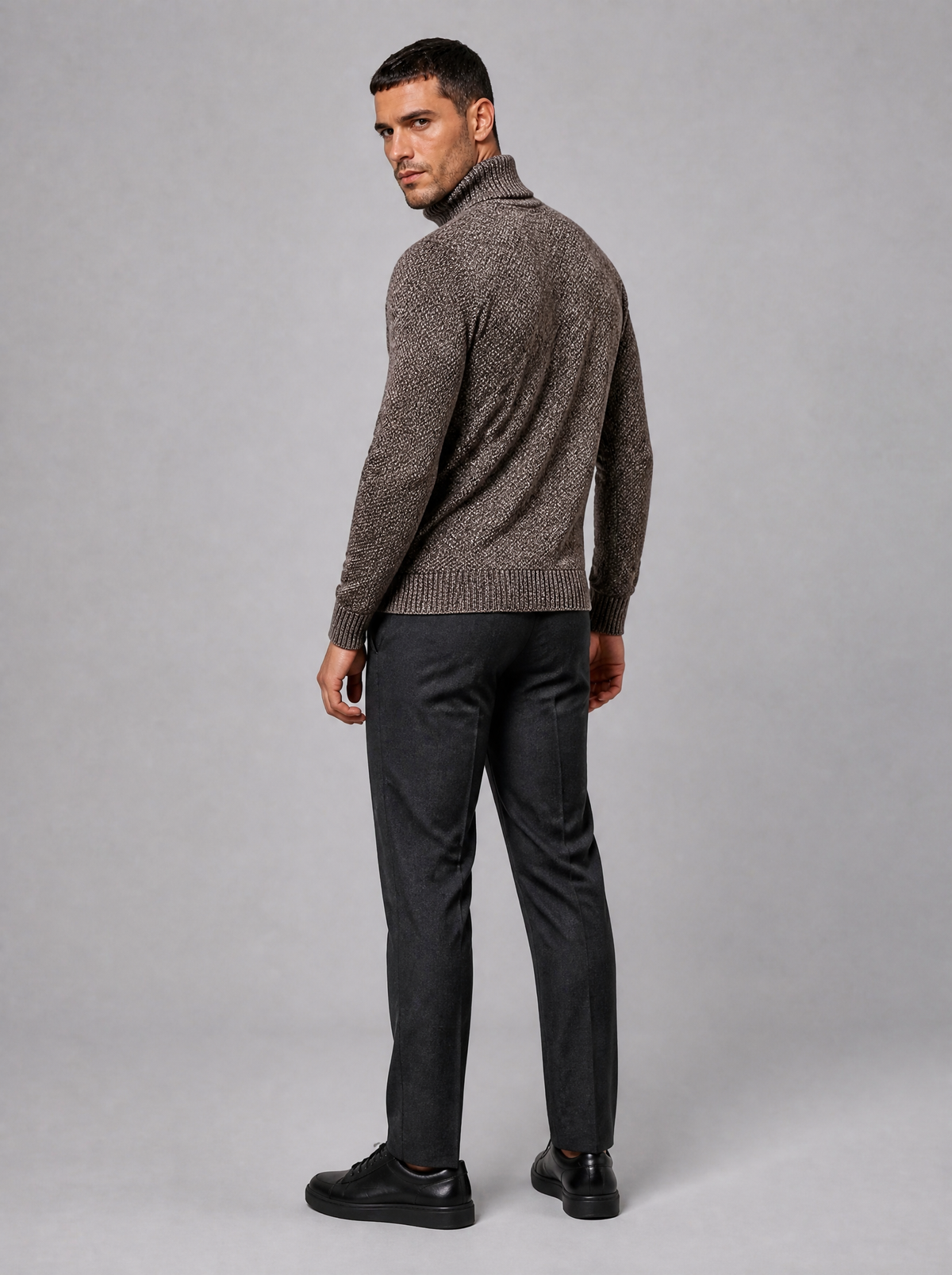 Men's Knit Marl Regular Fit Roll Neck Jumper - view 2