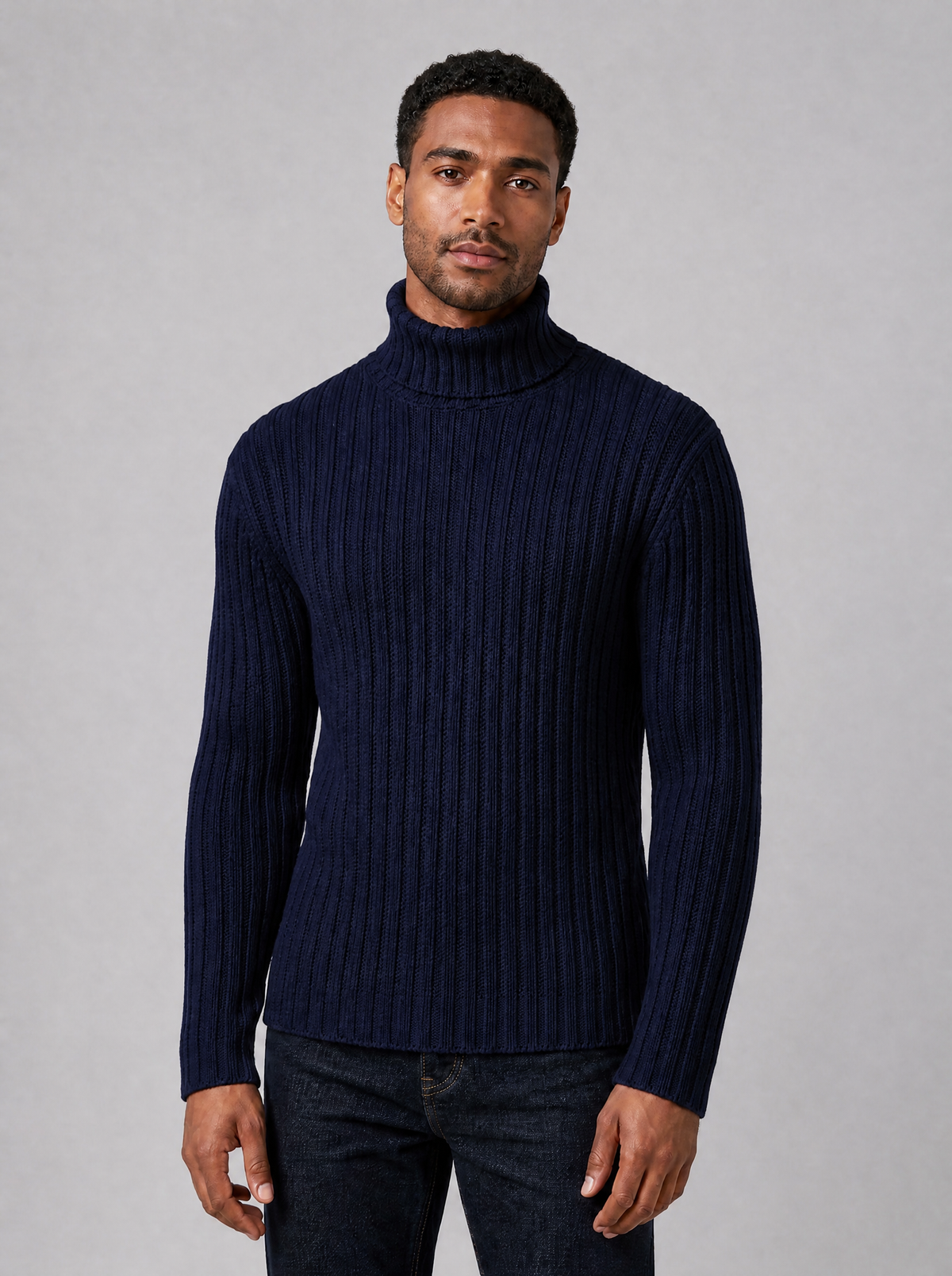 Men's Knit Ribbed Regular Fit Roll Neck Jumper - view 6