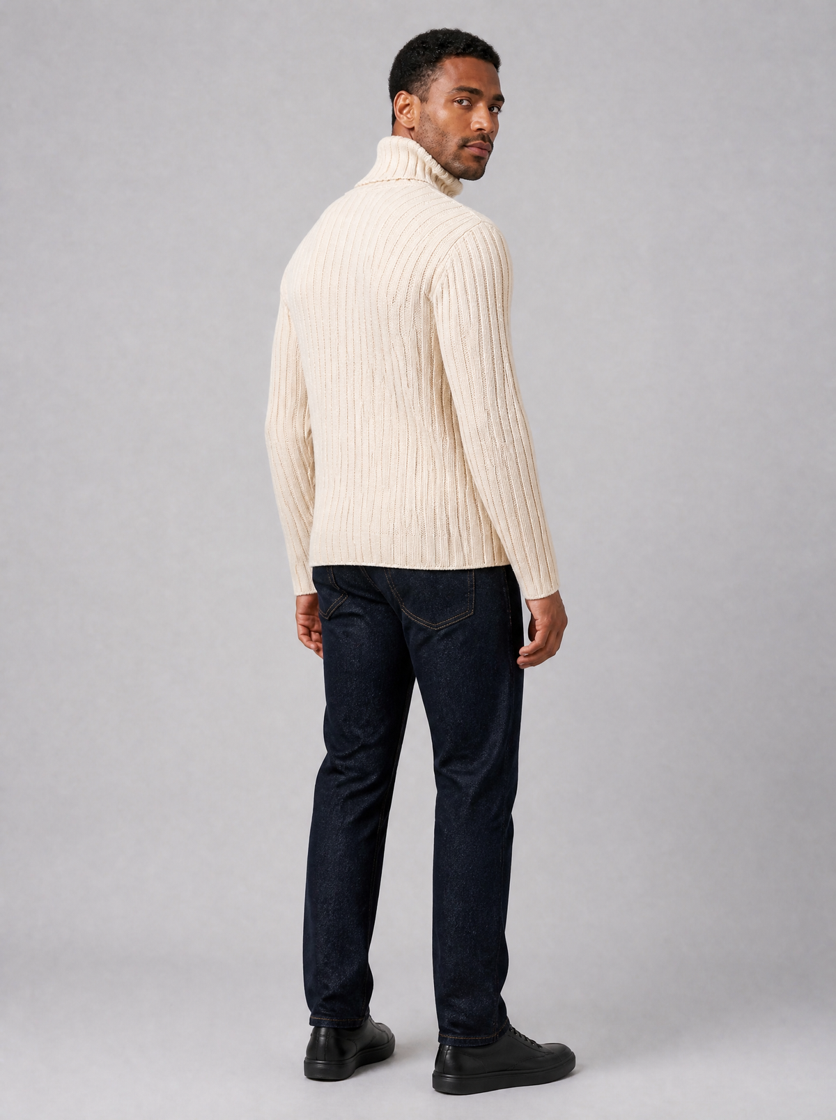 Men's Knit Ribbed Regular Fit Roll Neck Jumper - view 2