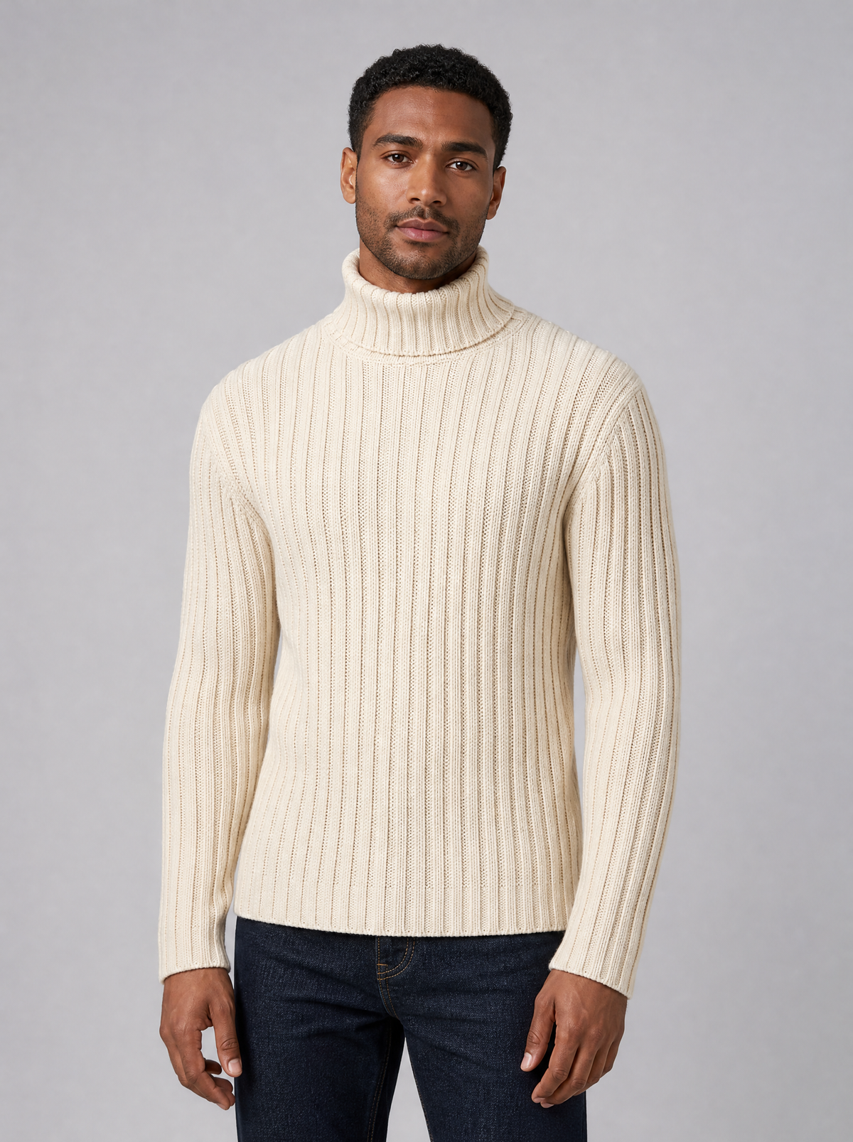 Men's Knit Ribbed Regular Fit Roll Neck Jumper - view 3