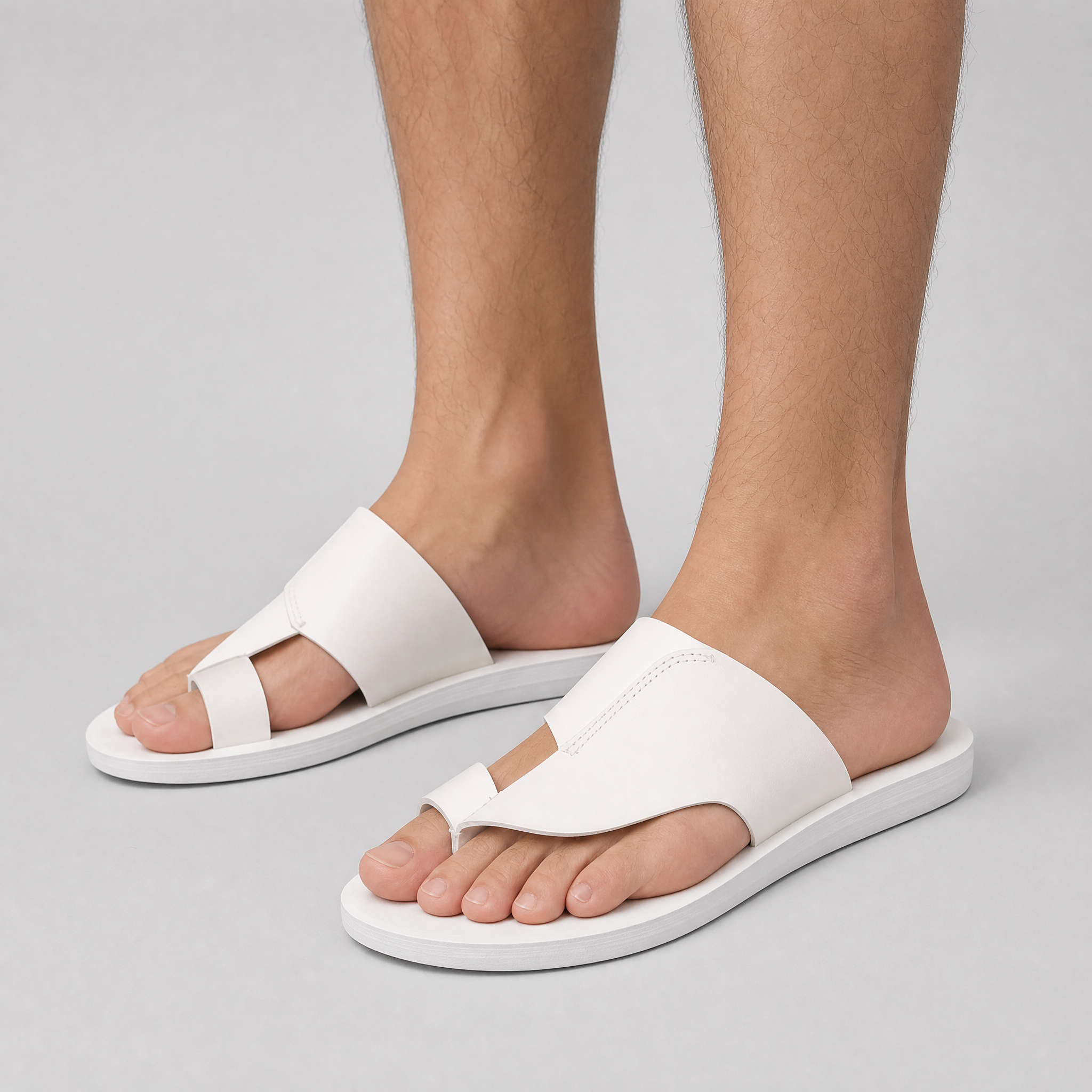 Men's Leather Asymmetric Toe-Loop Sandals – Smart Summer Slides