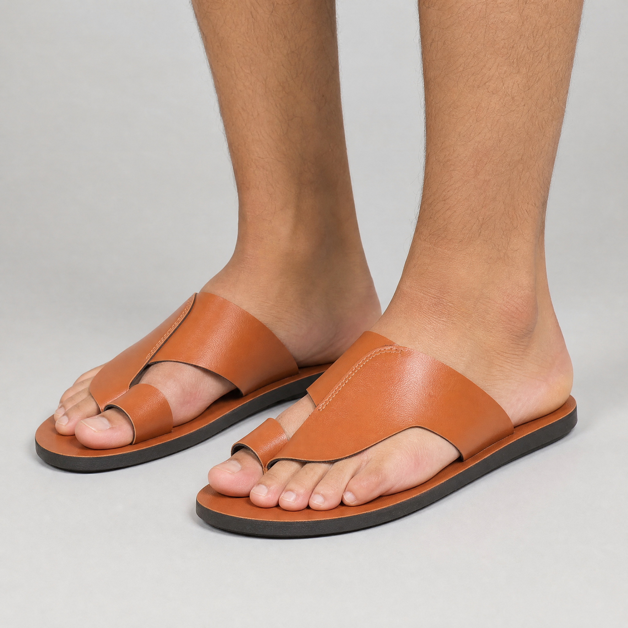 Men's Leather Asymmetric Toe-Loop Sandals – Smart Summer Slides
