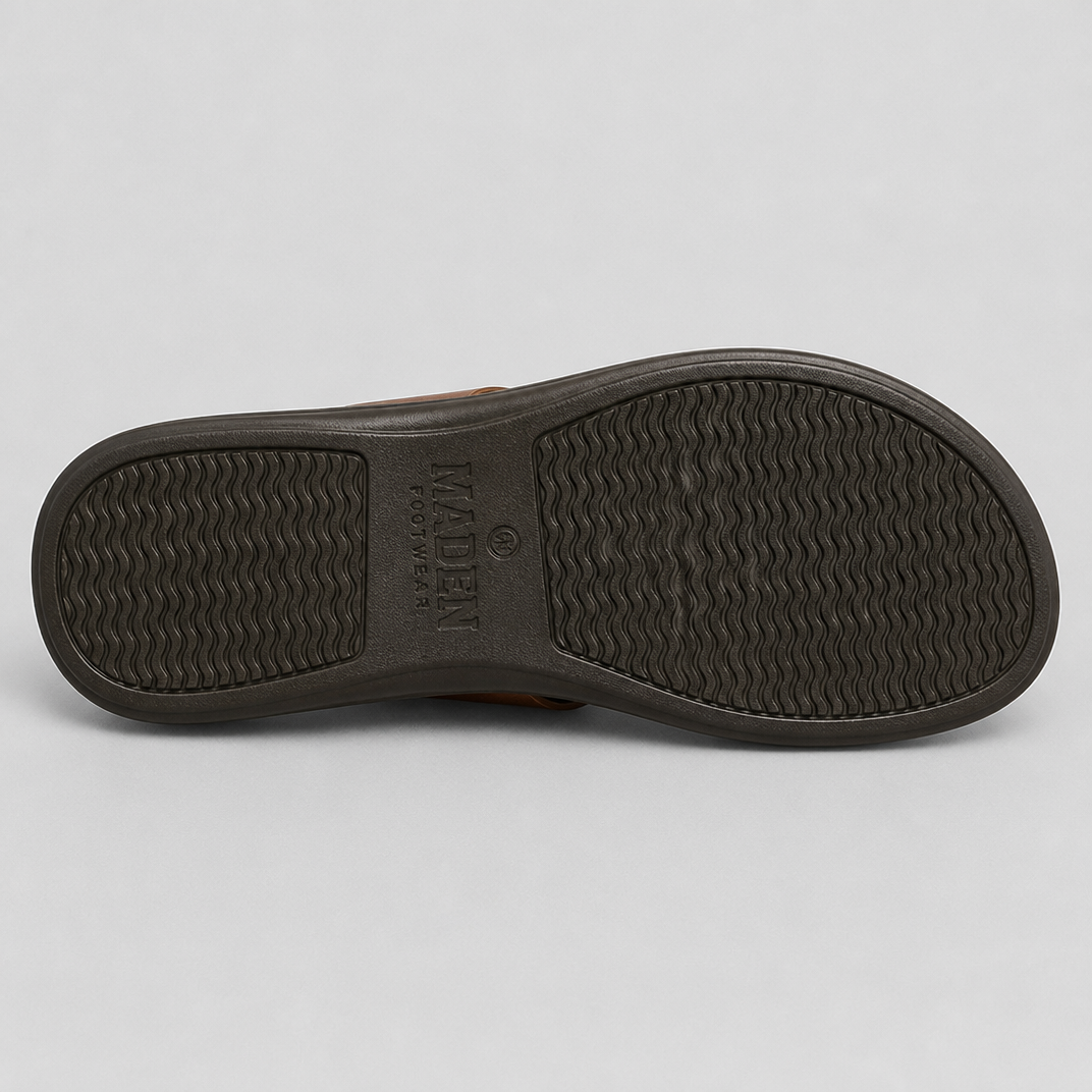 Men’s Leather Cross-Strap Toe-Loop Sandals
