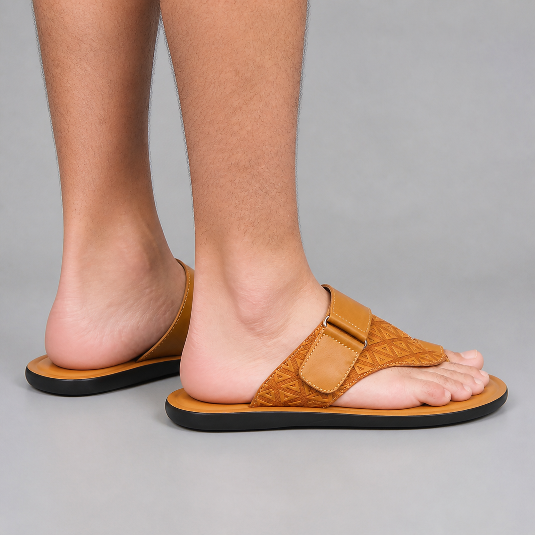 Men's Leather Cross-Strap Toe-Loop Sandals – Smart Summer Slides