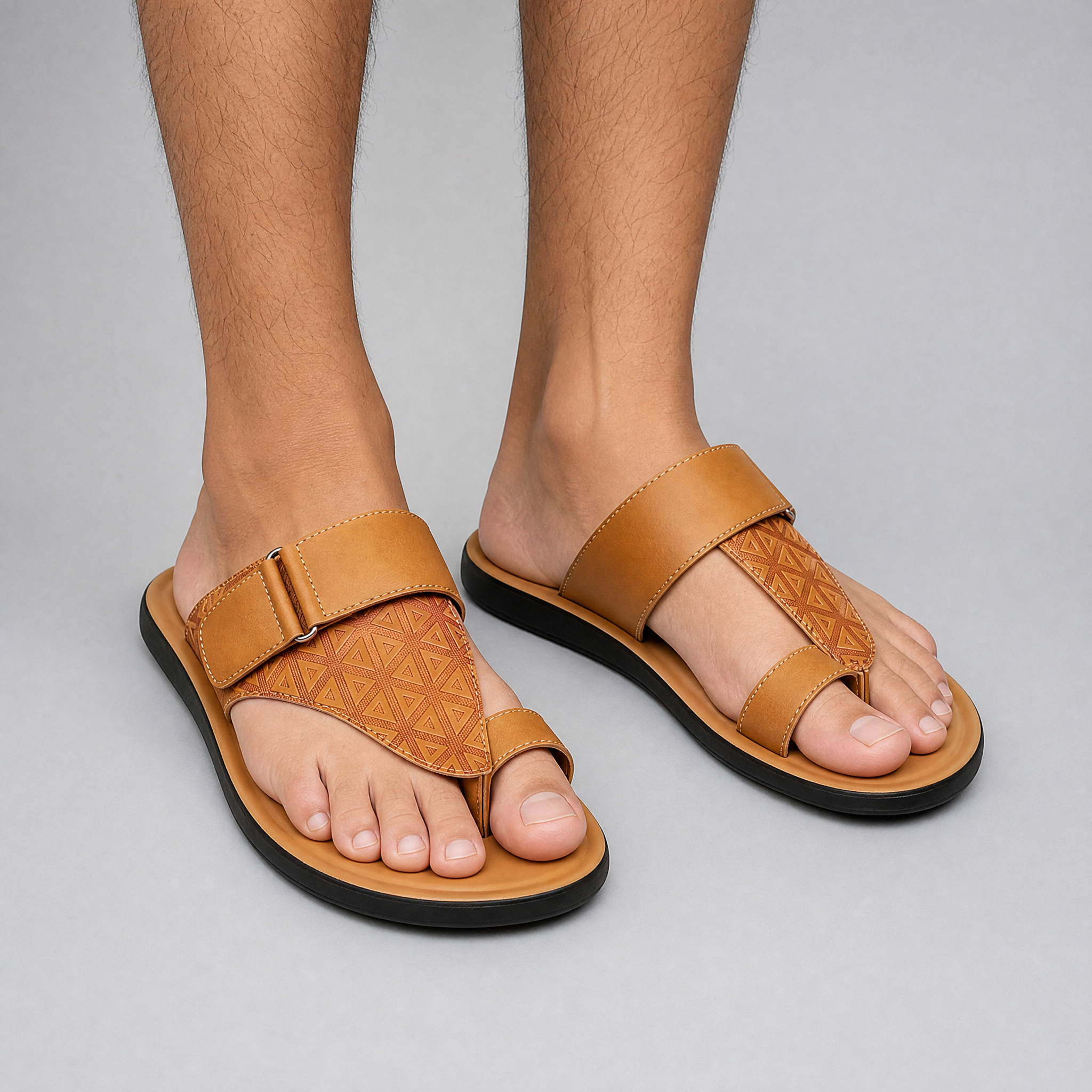 Men's Leather Cross-Strap Toe-Loop Sandals – Smart Summer Slides