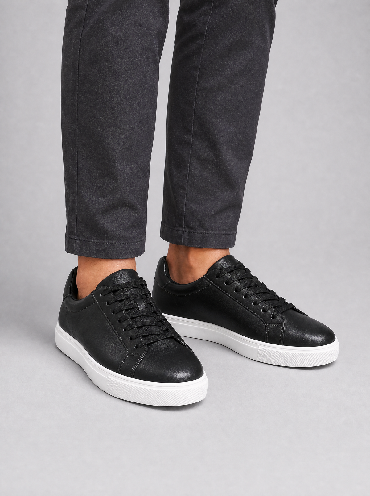 Men's Faux Leather Smart Casual Low Top Trainers - product view 1