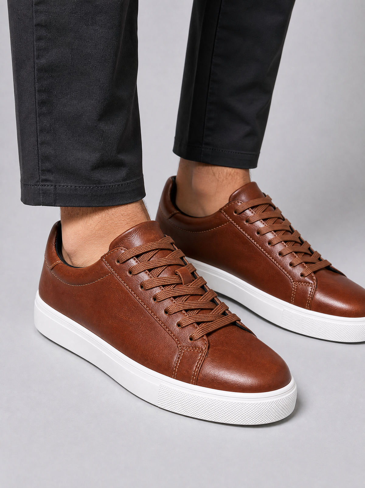 Men's Faux Leather Smart Casual Low Top Trainers - product view 5