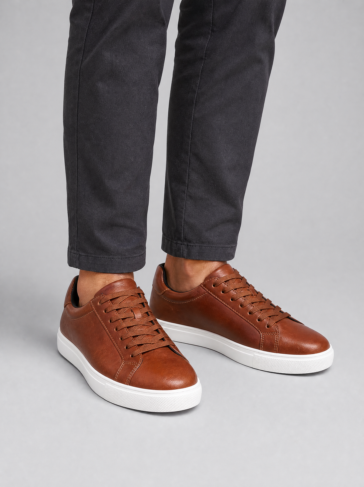 Men's Faux Leather Smart Casual Low Top Trainers - product view 2