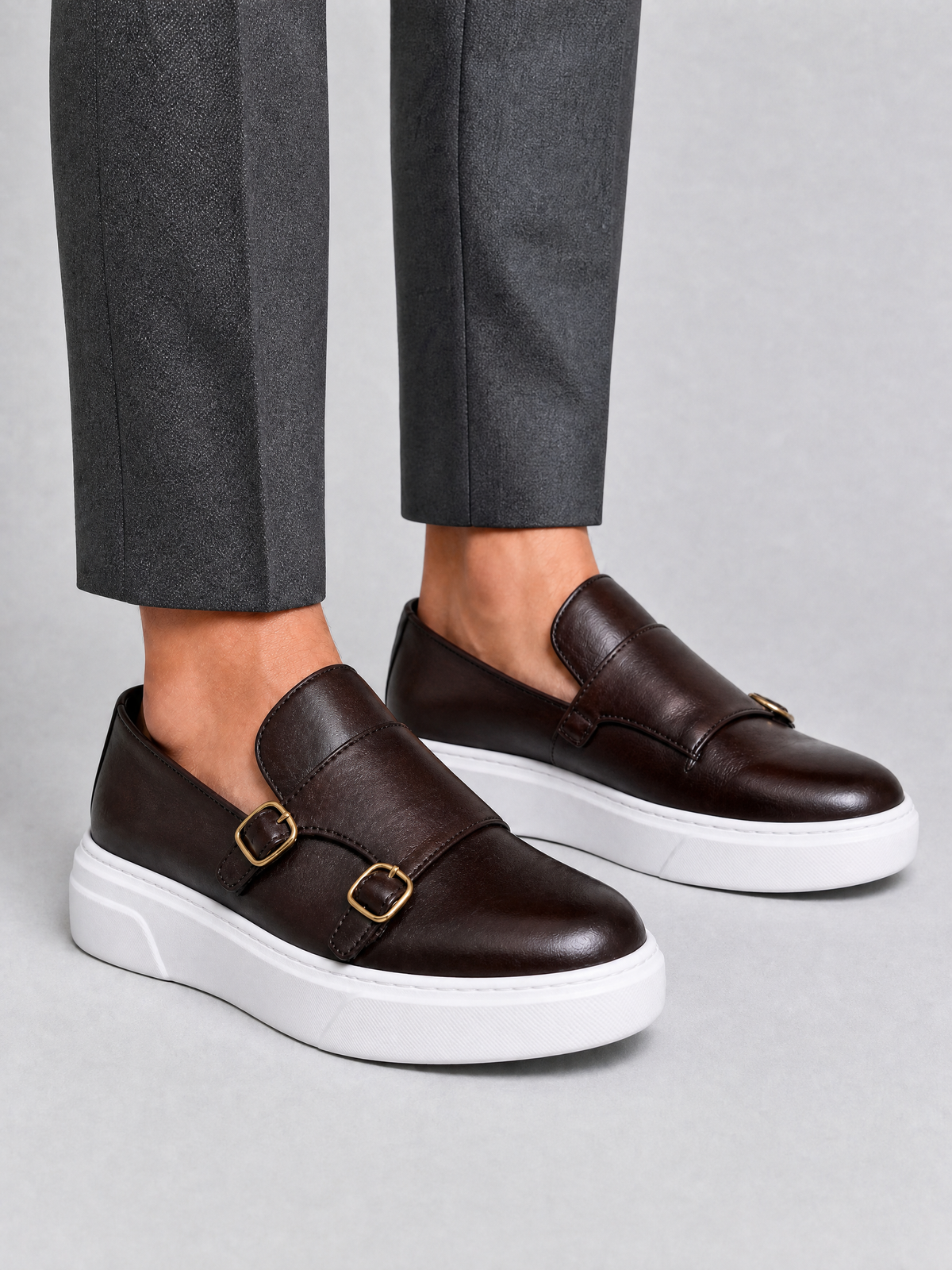 Men's Leather Smart Monk Strap Trainers