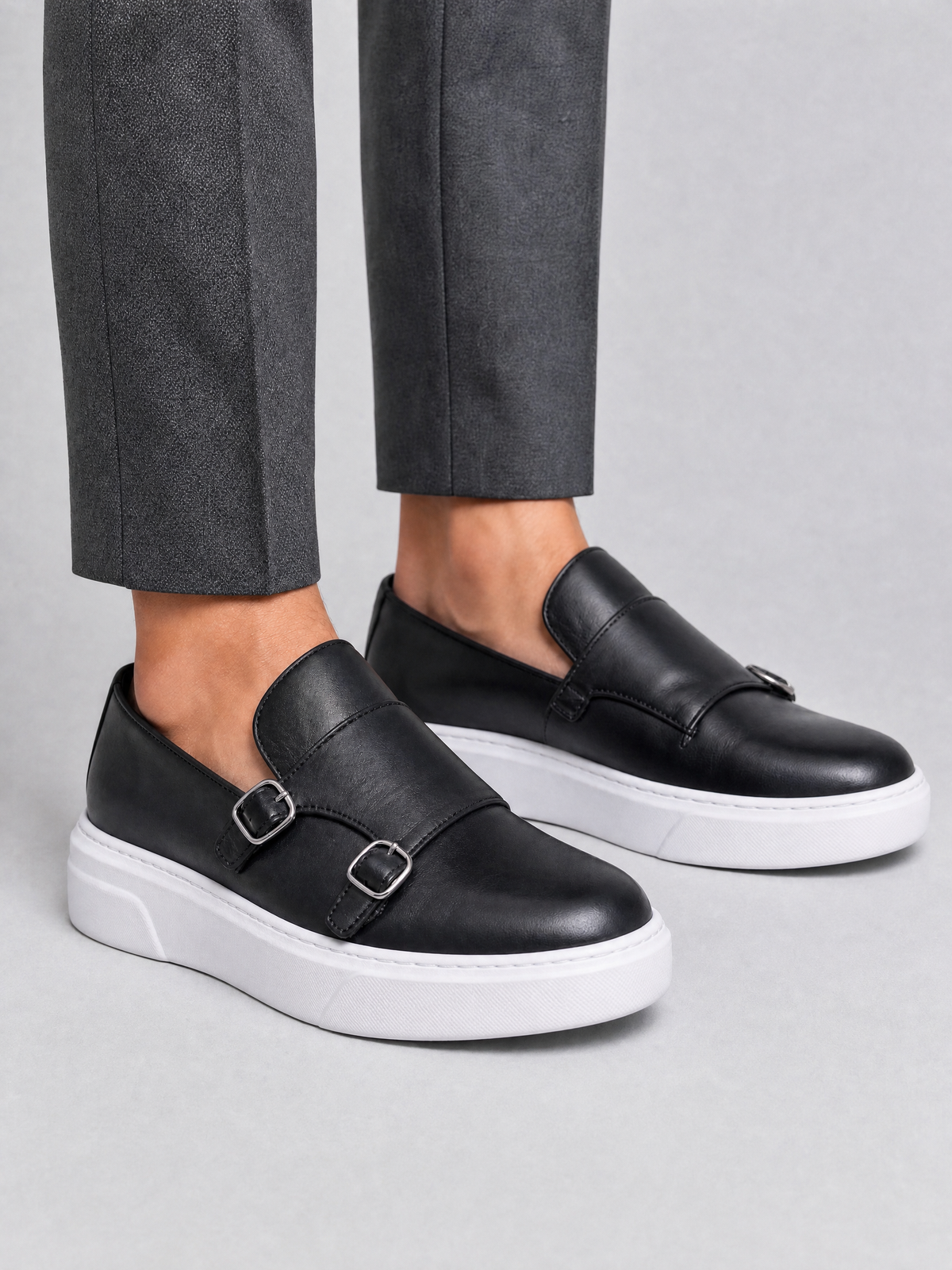 Men's Leather Smart Monk Strap Trainers