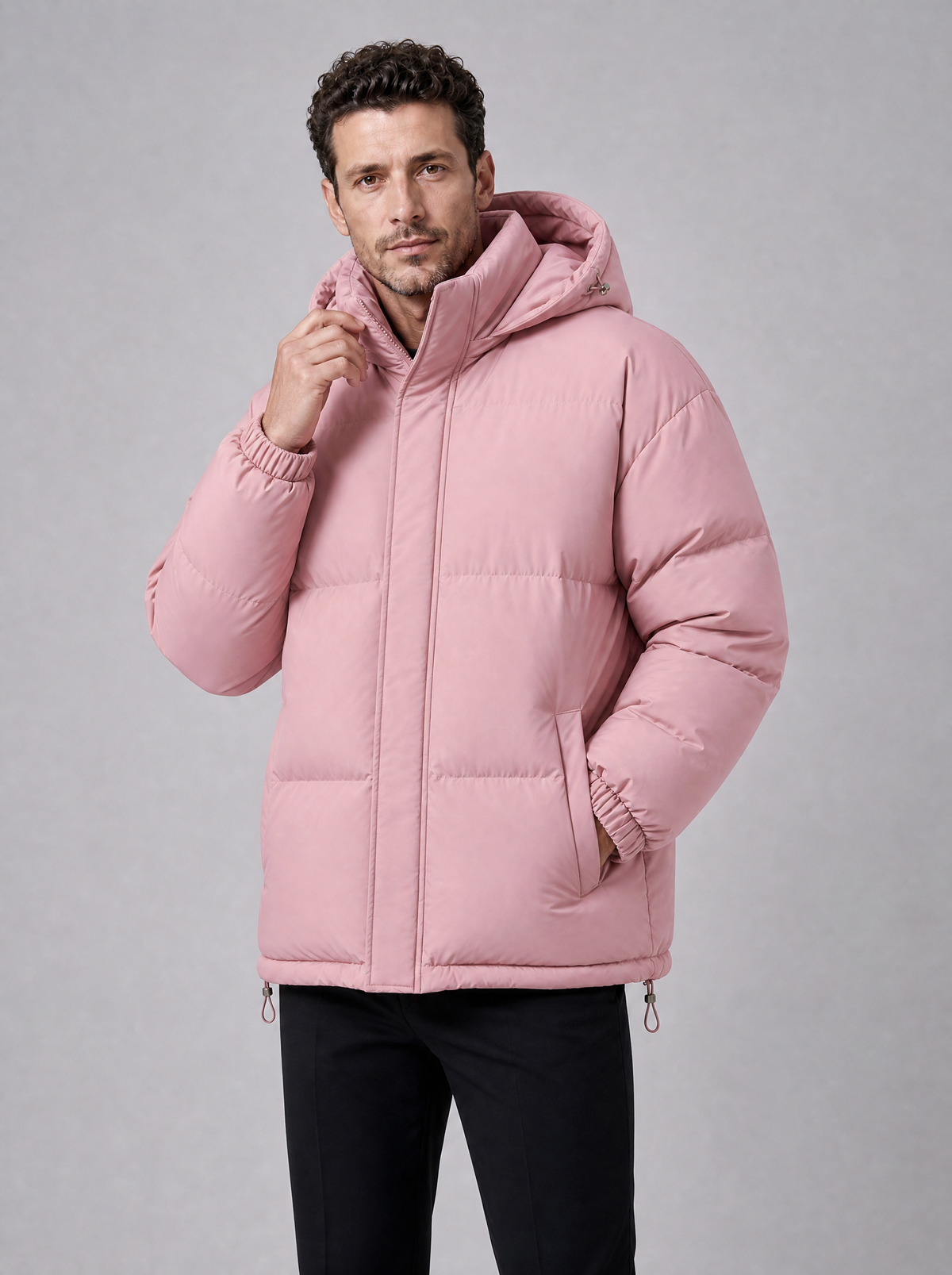 Men's Matte Padded Regular Hooded Puffer Jacket