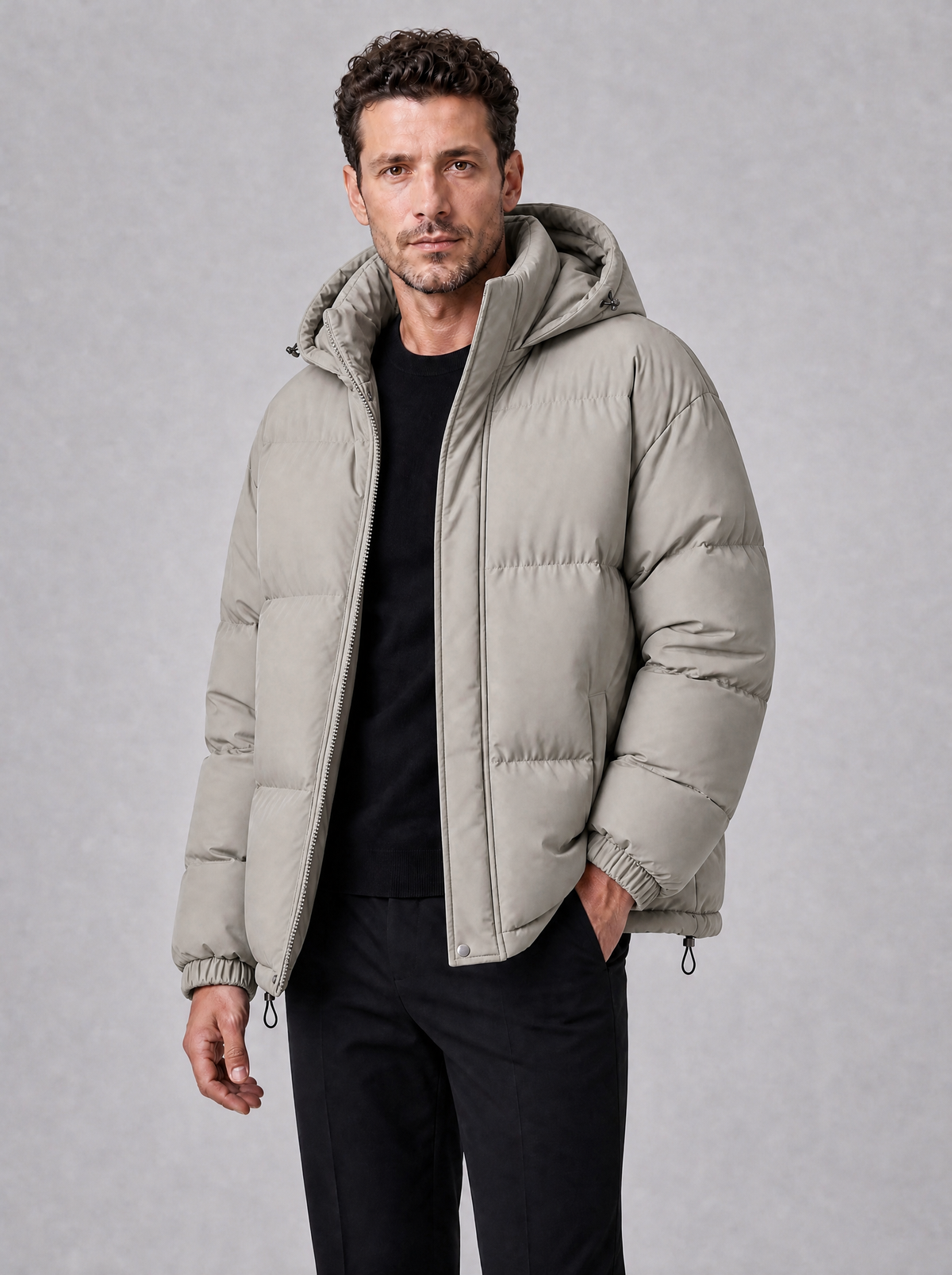 Men's Matte Padded Regular Hooded Puffer Jacket
