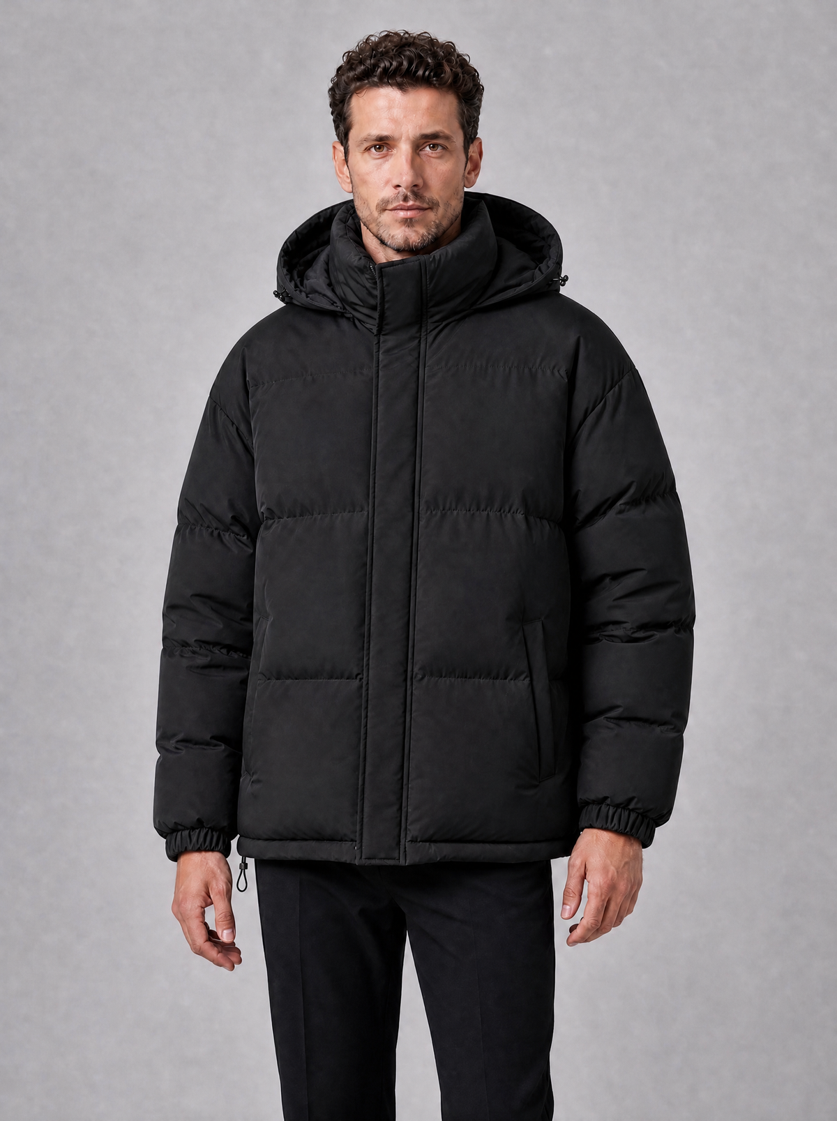 Men's Matte Padded Regular Hooded Puffer Jacket