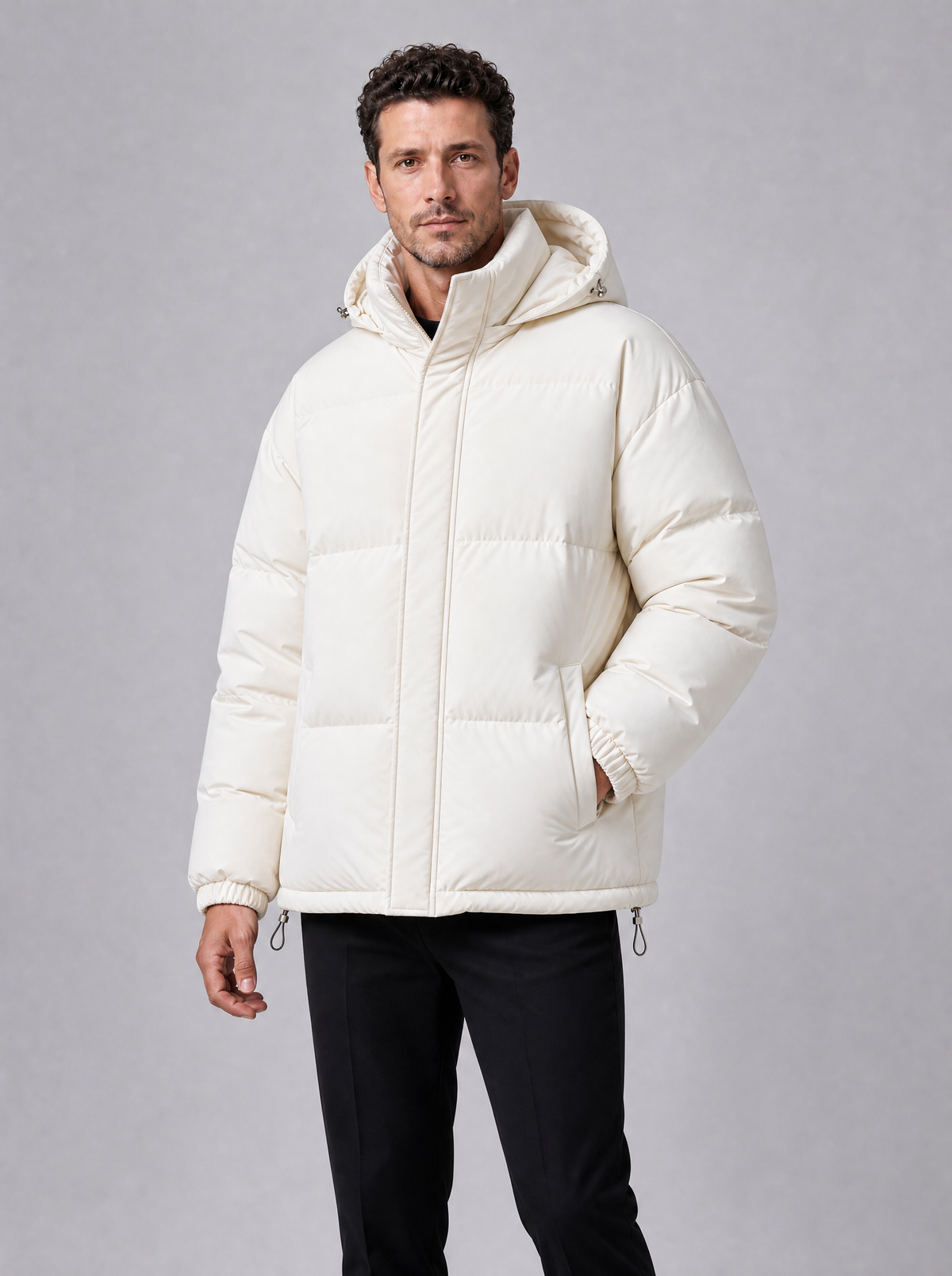 Men's Matte Padded Regular Hooded Puffer Jacket