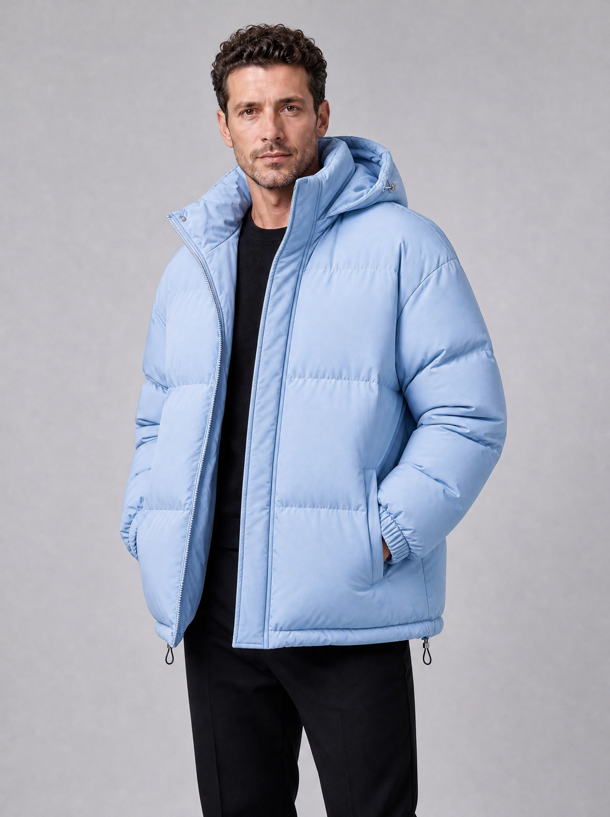 Men's Matte Padded Regular Hooded Puffer Jacket