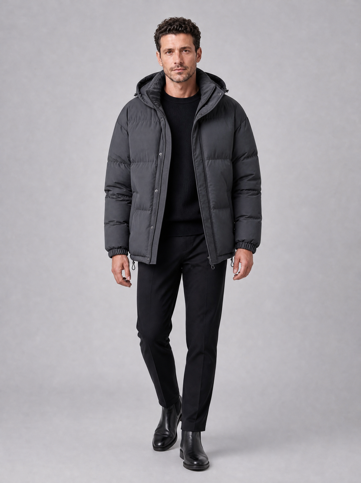 Men's Matte Padded Regular Hooded Puffer Jacket