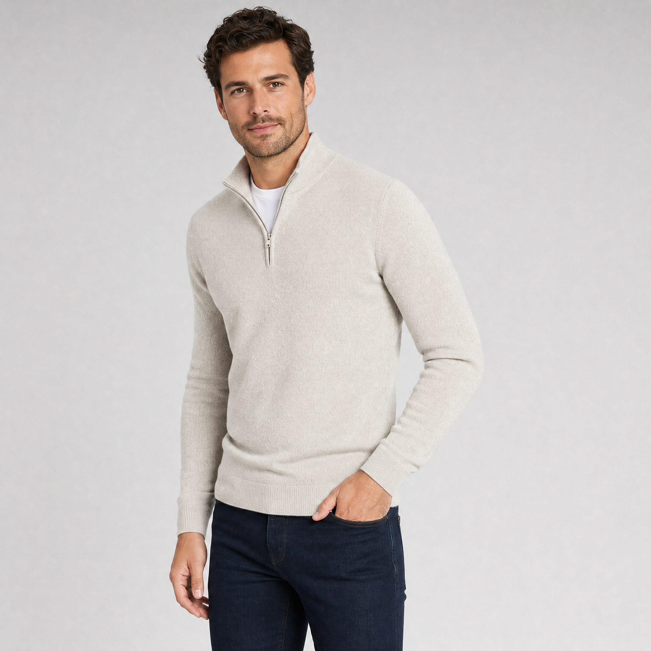 Men's Merino Wool Quarter Zip Jumper – Half Zip Pullover