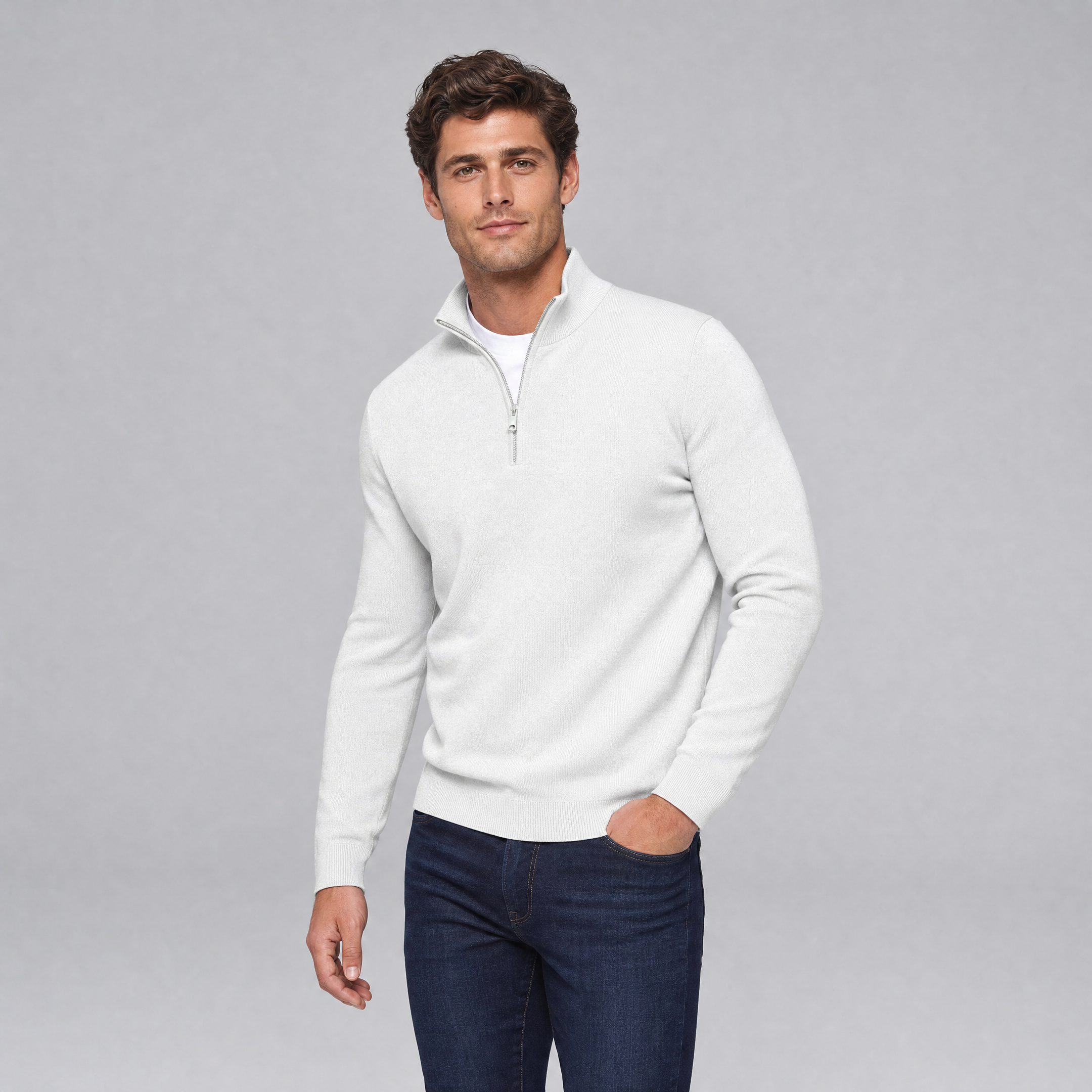 Men's Merino Wool Quarter Zip Jumper – Half Zip Pullover