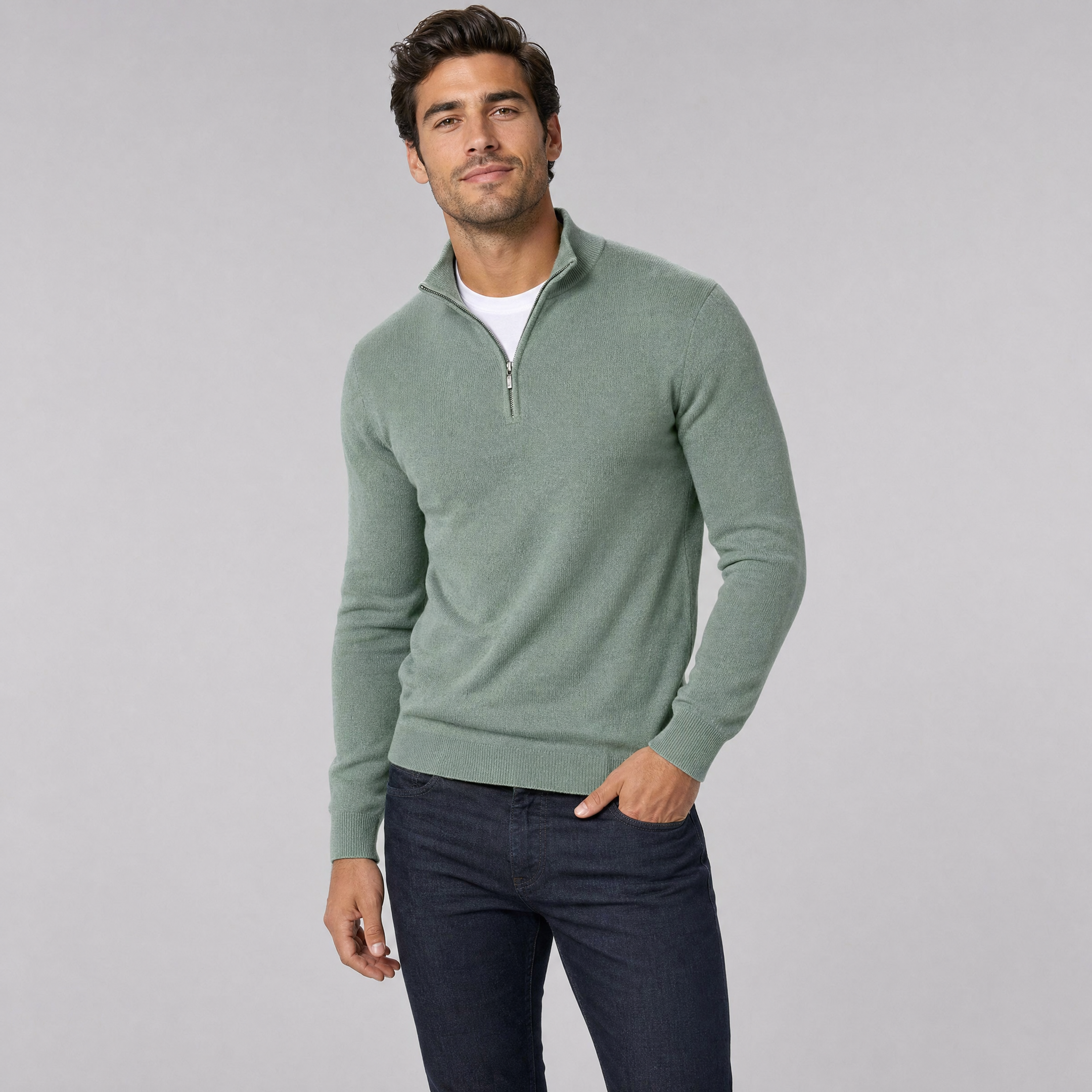 Men's Merino Wool Quarter Zip Jumper – Half Zip Pullover