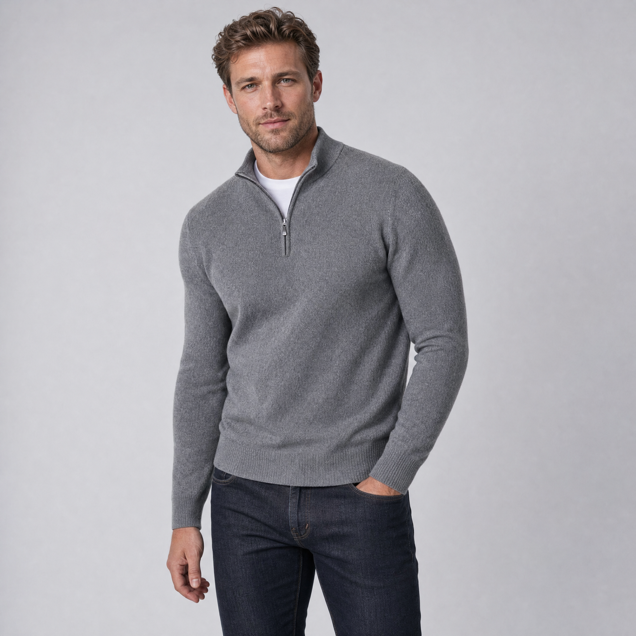 Men's Merino Wool Quarter Zip Jumper – Half Zip Pullover