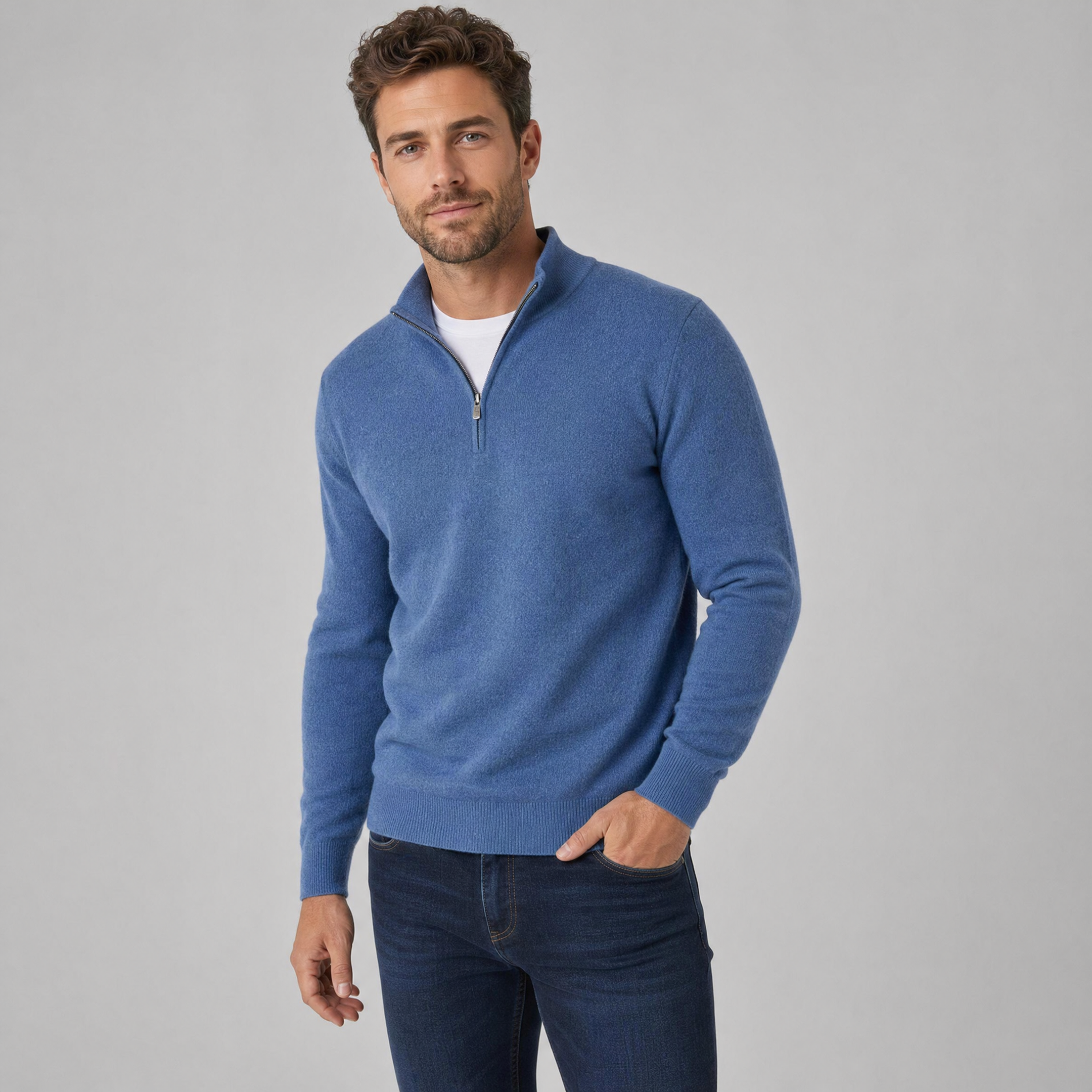Men's Merino Wool Quarter Zip Jumper – Half Zip Pullover
