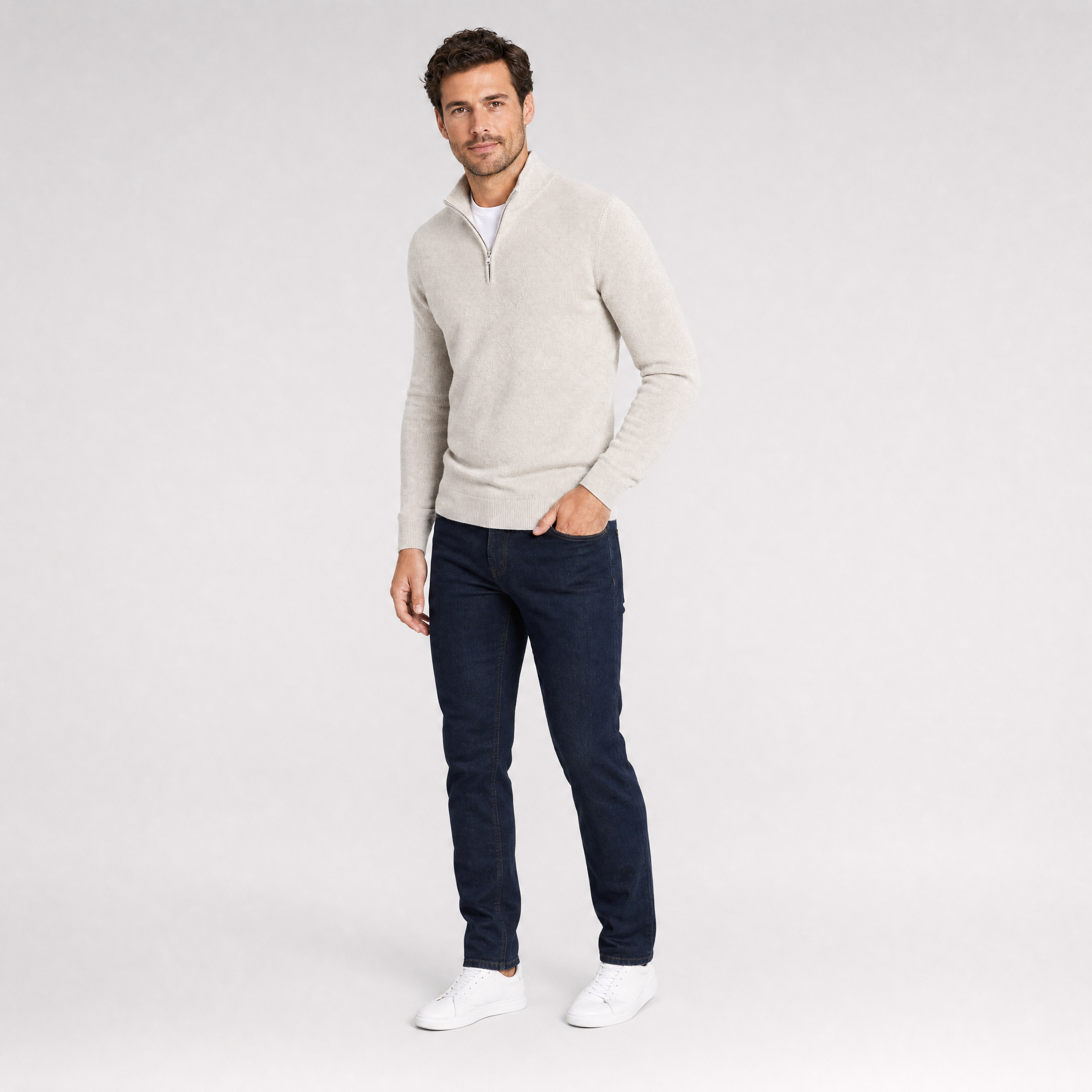 Men's Merino Wool Quarter Zip Jumper – Half Zip Pullover