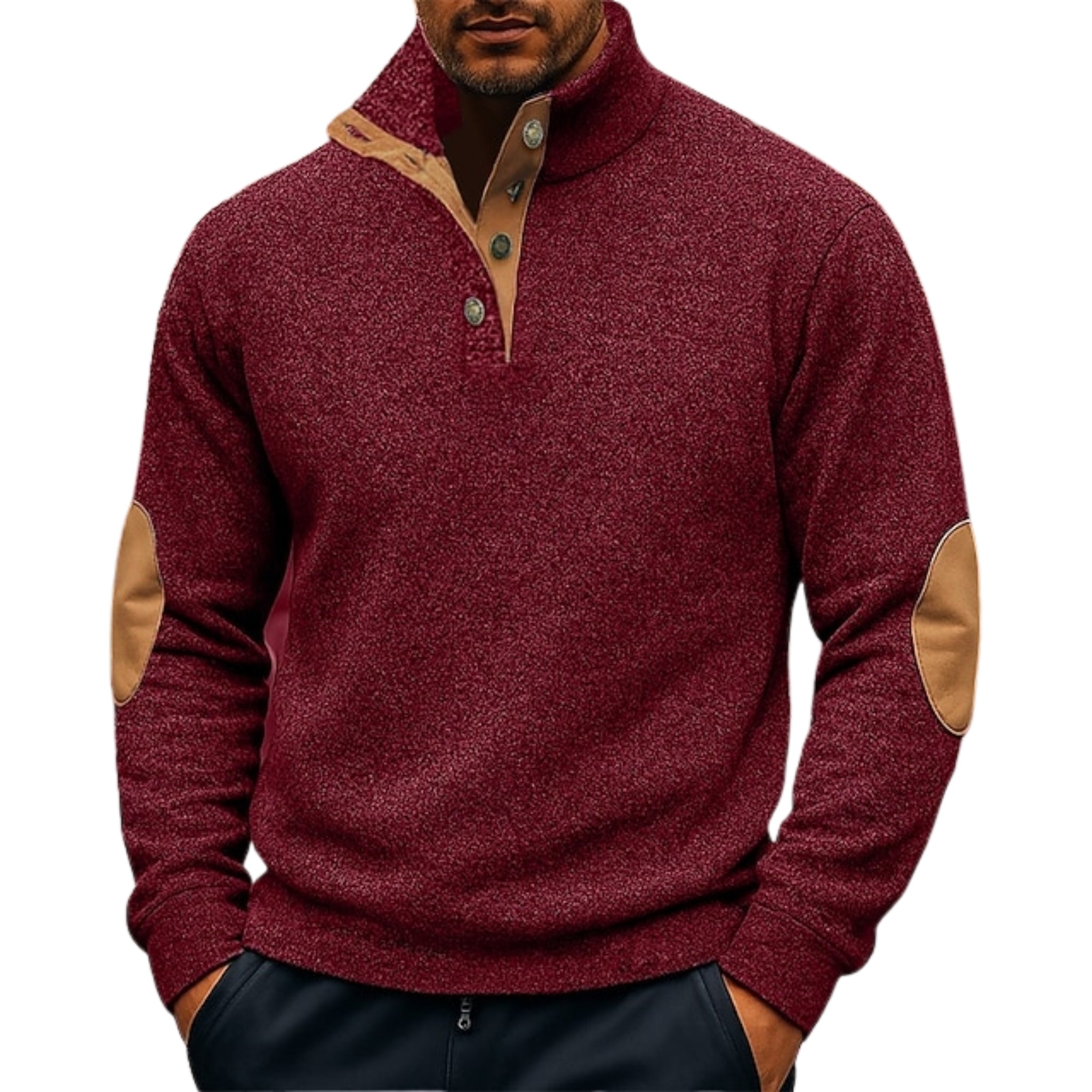Men’s Mock Neck Buttoned Sweater