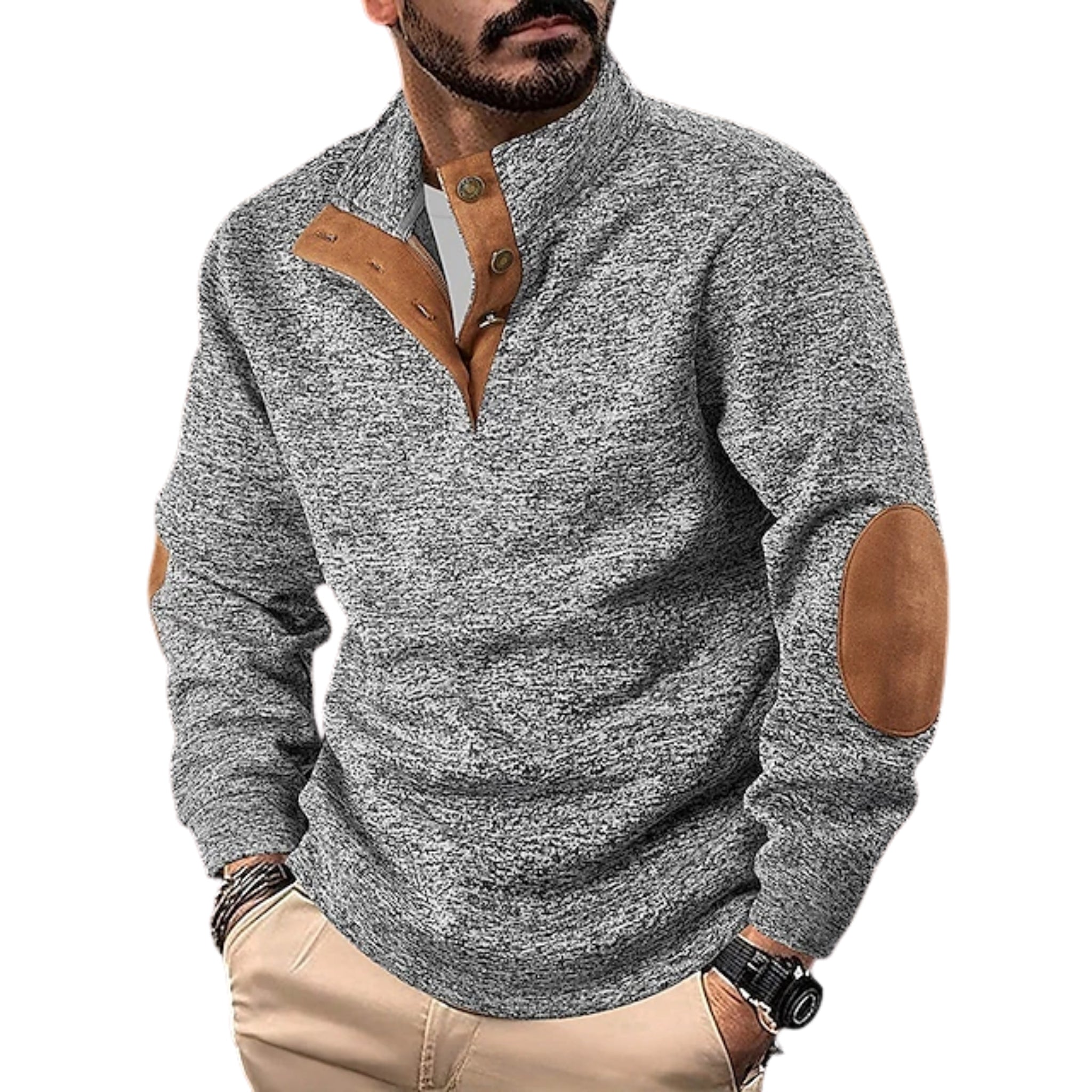 Men’s Mock Neck Buttoned Sweater