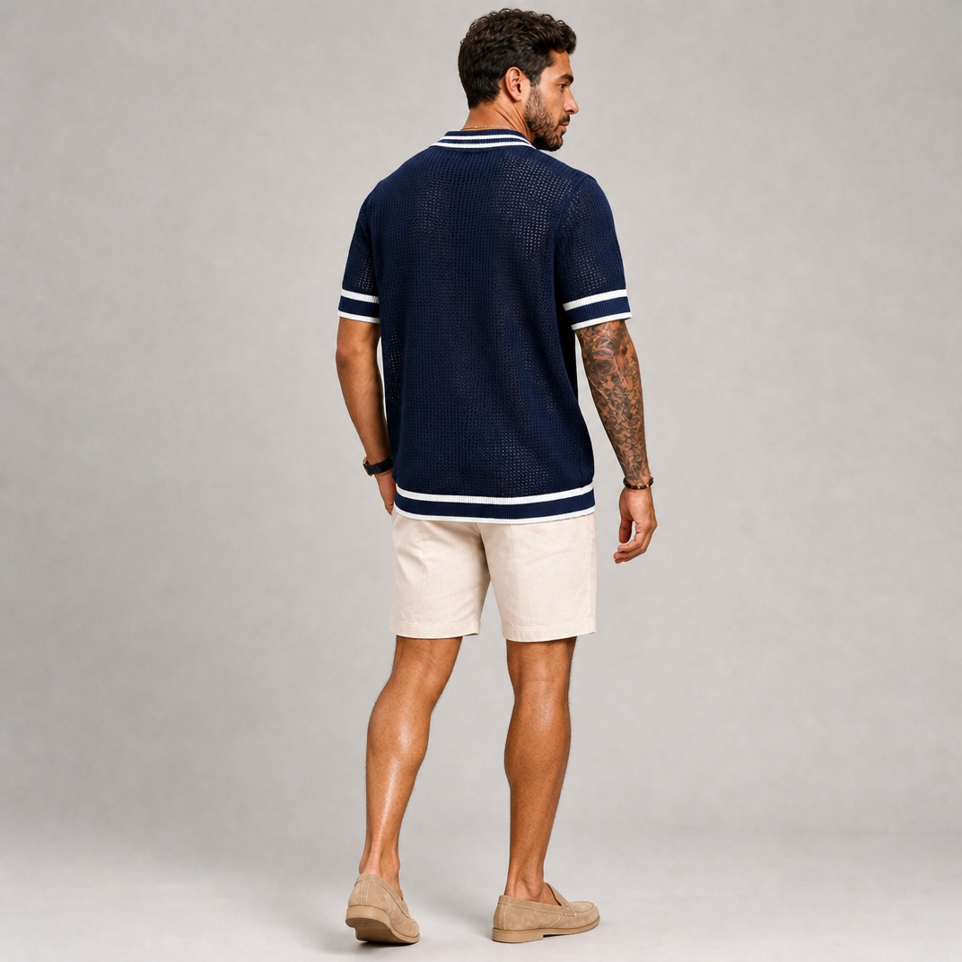Men's Navy Knitted Polo Shirt – Men's Smart Casual Polo