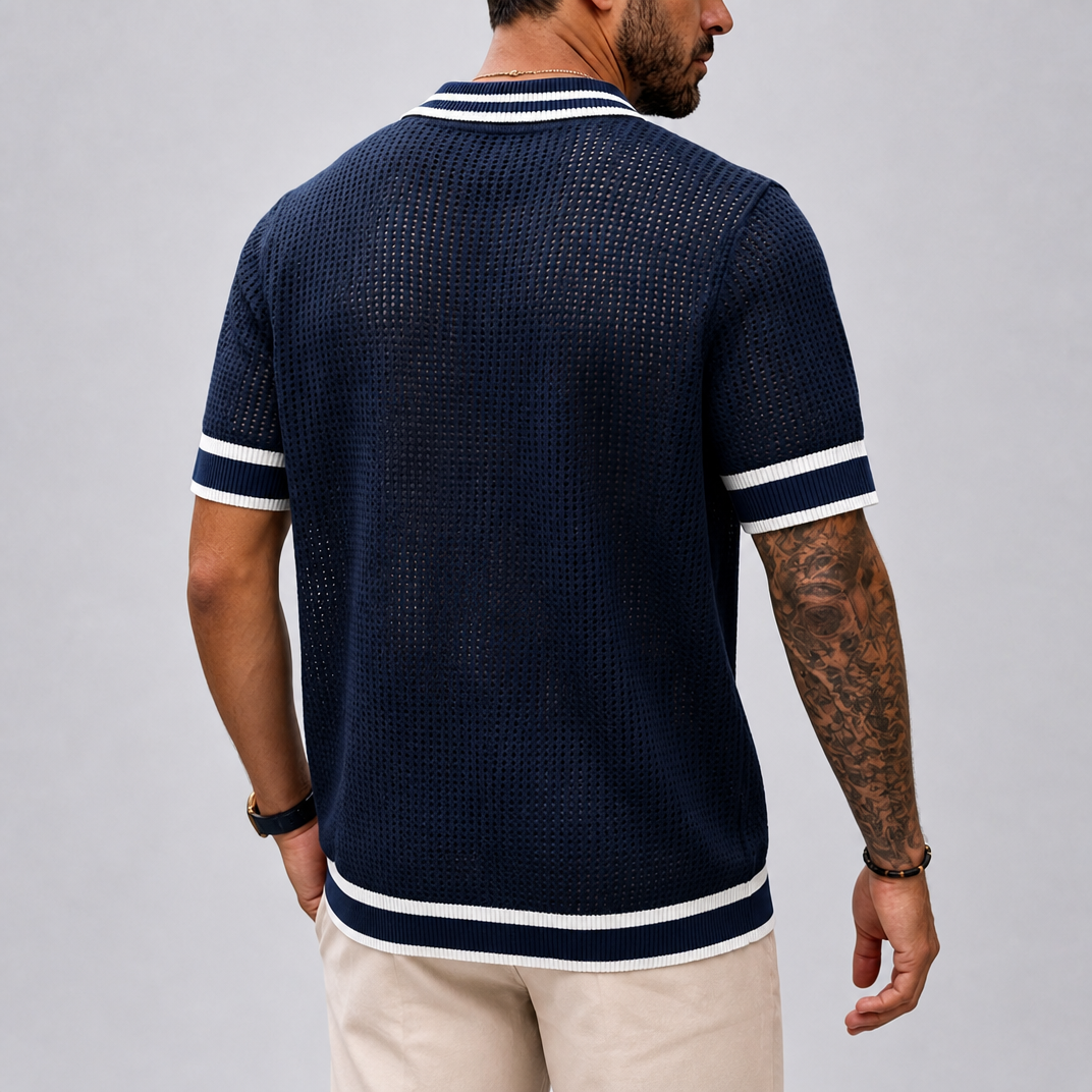 Men's Navy Knitted Polo Shirt – Men's Smart Casual Polo