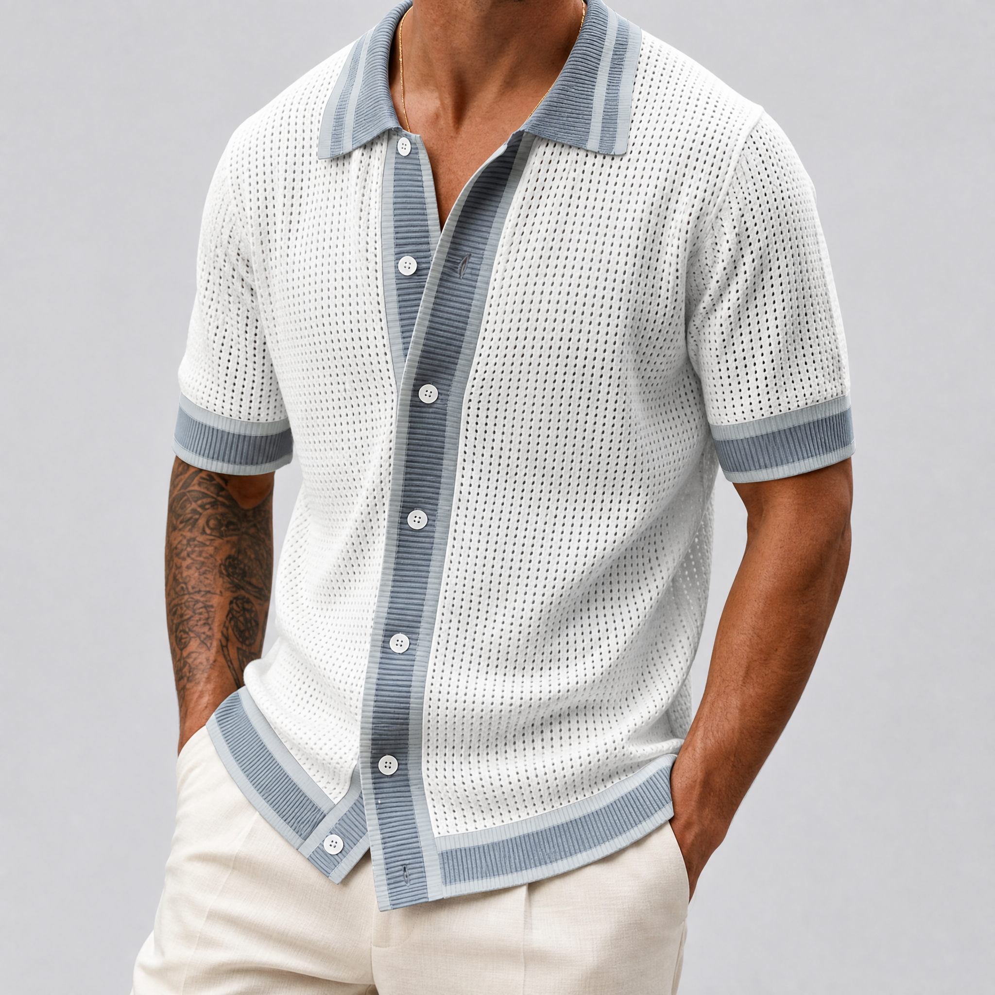 Men's Navy Knitted Polo Shirt – Men's Smart Casual Polo