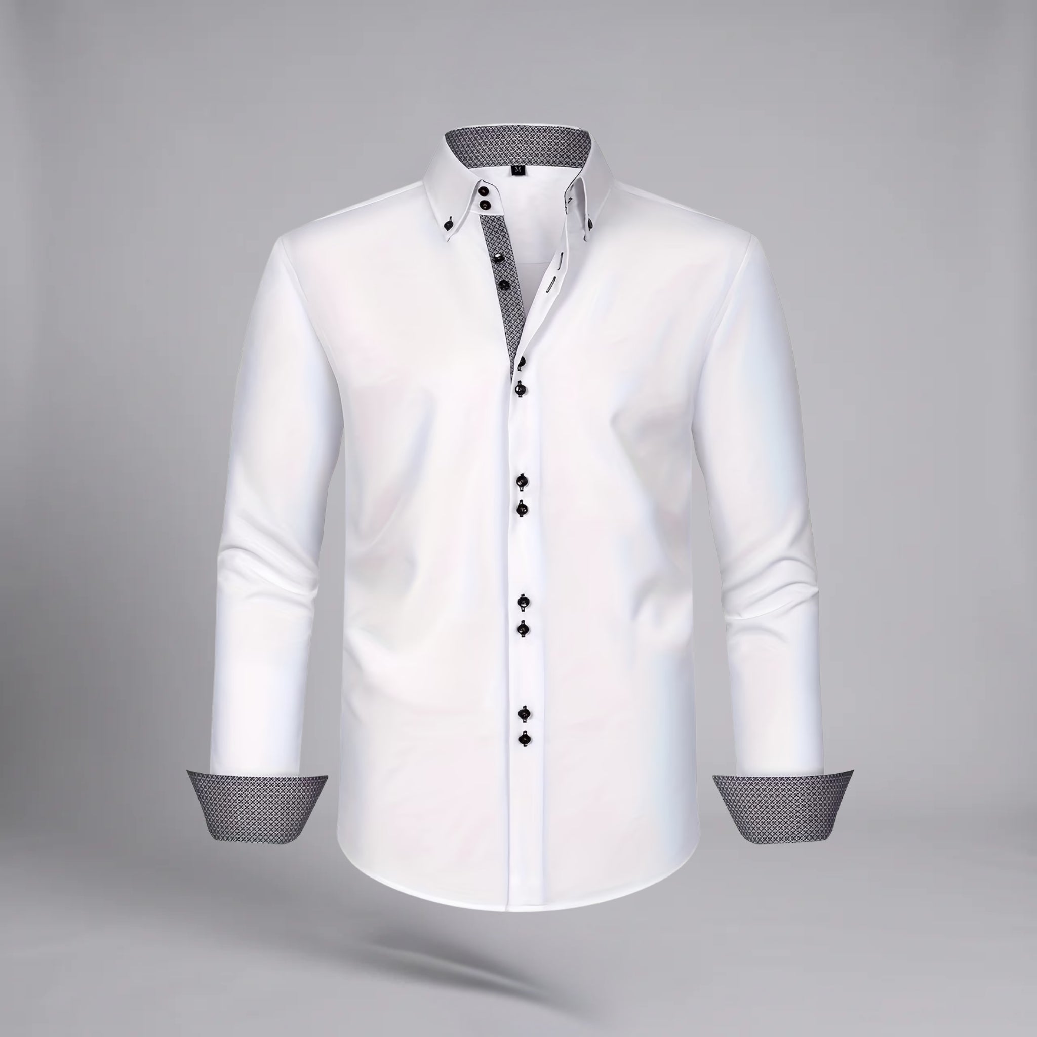Men’s Patterned Trim Spring Business Shirt
