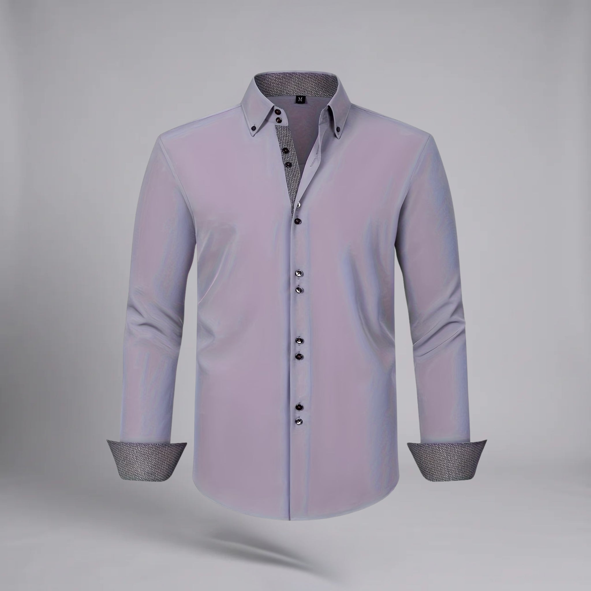 Men’s Patterned Trim Spring Business Shirt