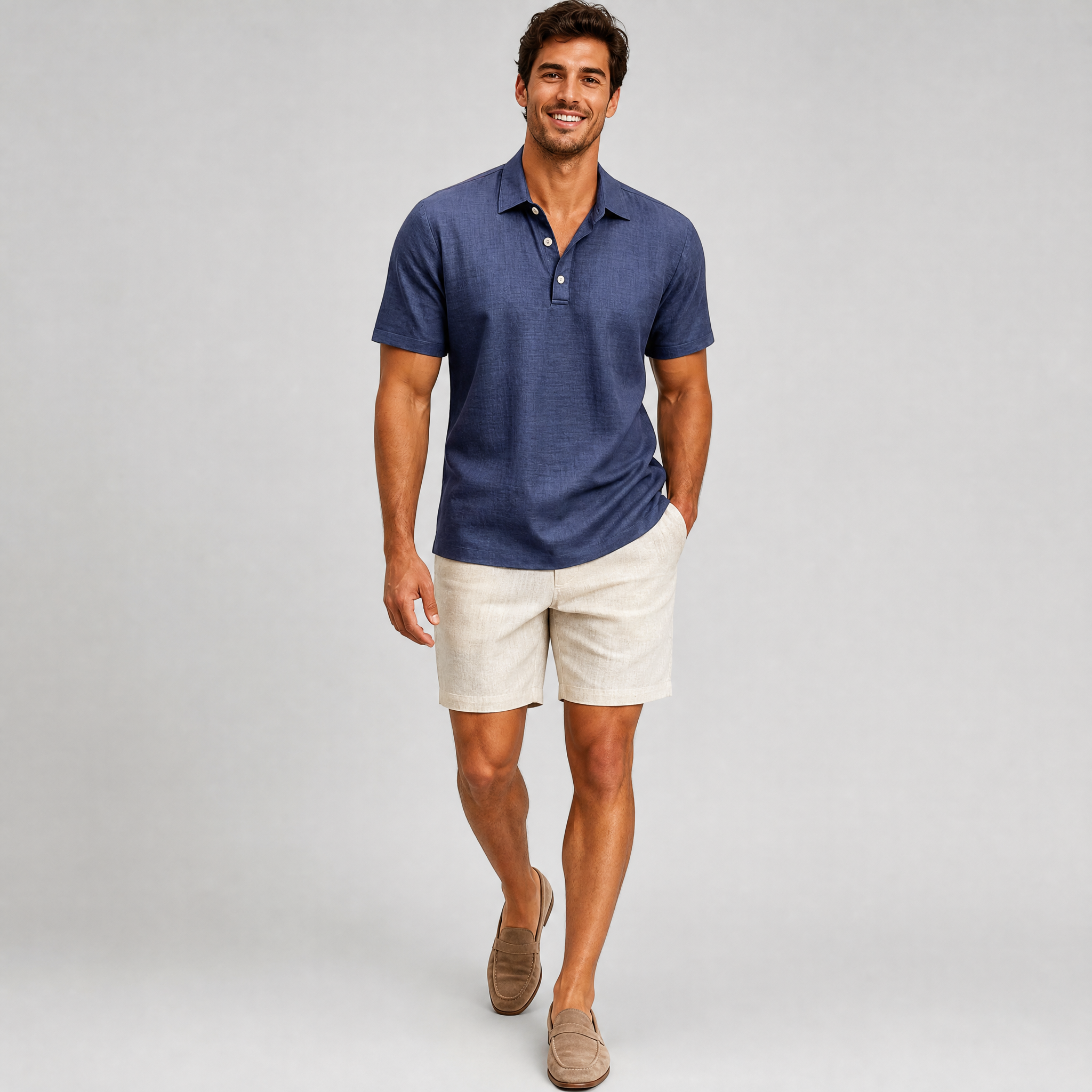 Men’s Pure Linen Resort Polo Shirt