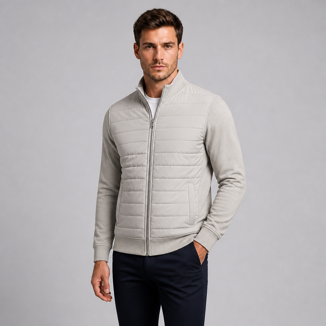 Men's Quilted Hybrid Zip Up Jacket