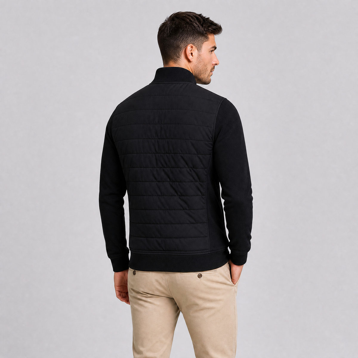 Men's Quilted Hybrid Zip Up Jacket
