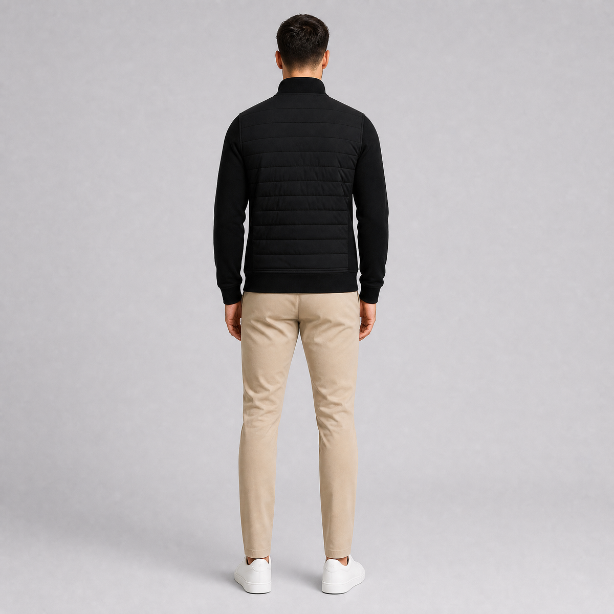 Men's Quilted Hybrid Zip Up Jacket