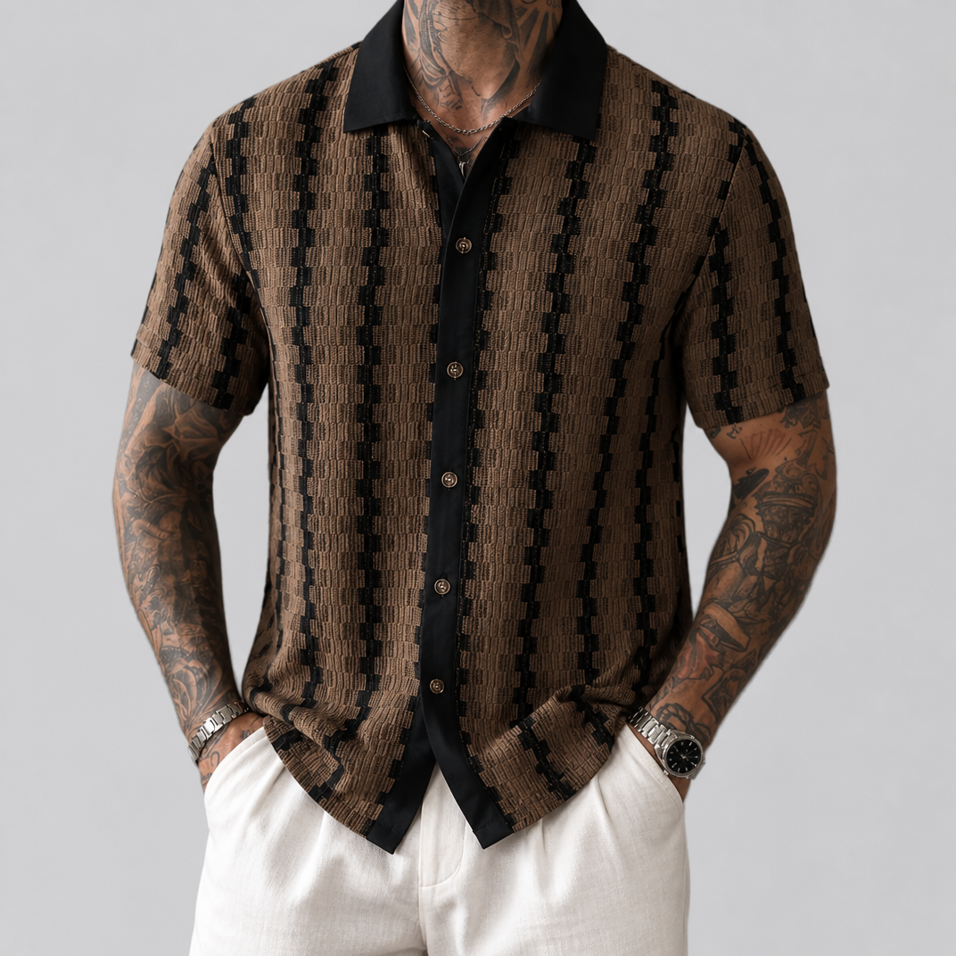 Men’s Regular-Fit Short-Sleeve Textured Knit Shirt