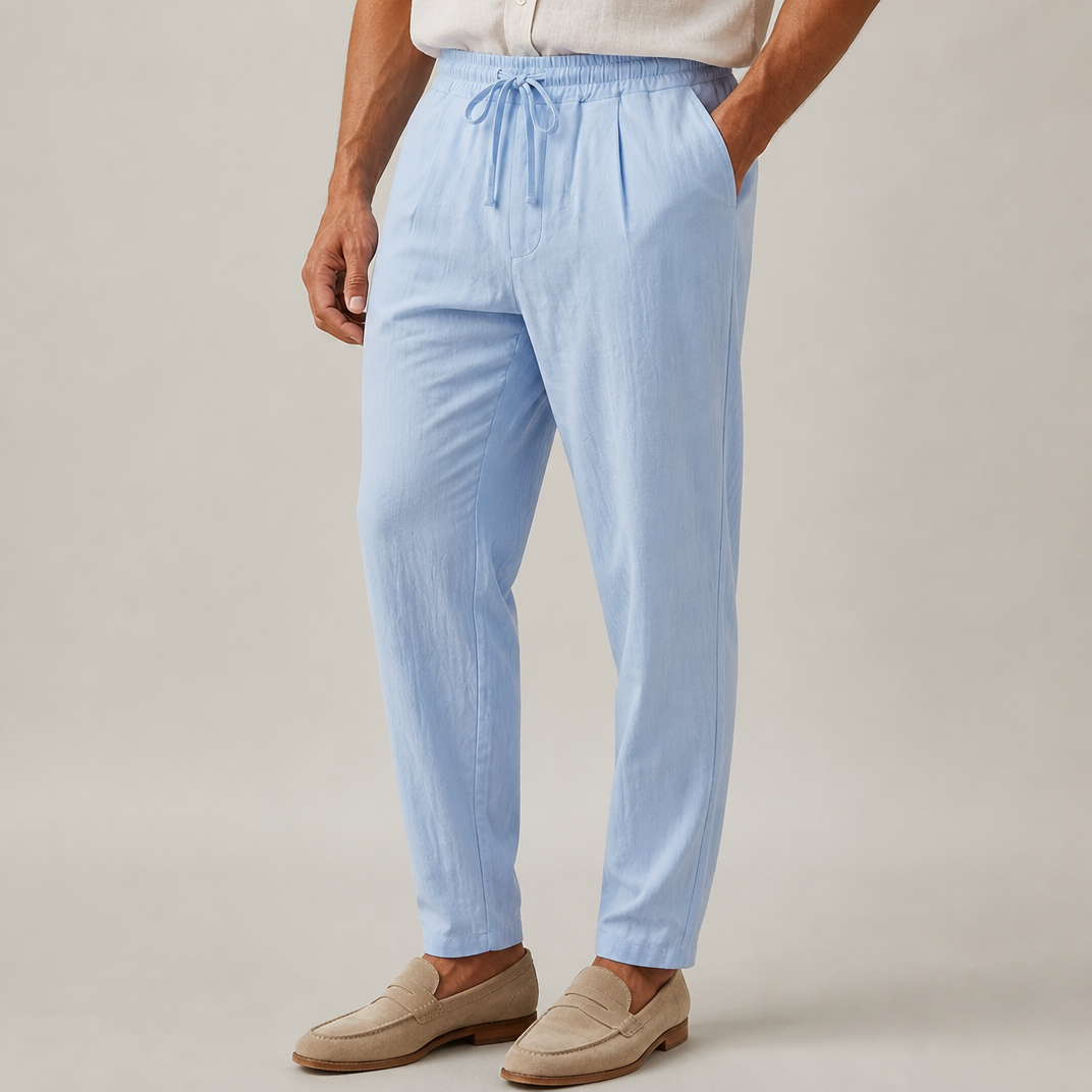 Men’s Relaxed-Fit Linen Drawstring Trousers