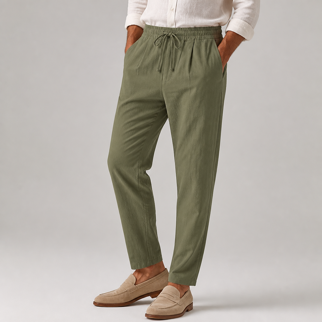 Men’s Relaxed-Fit Linen Drawstring Trousers
