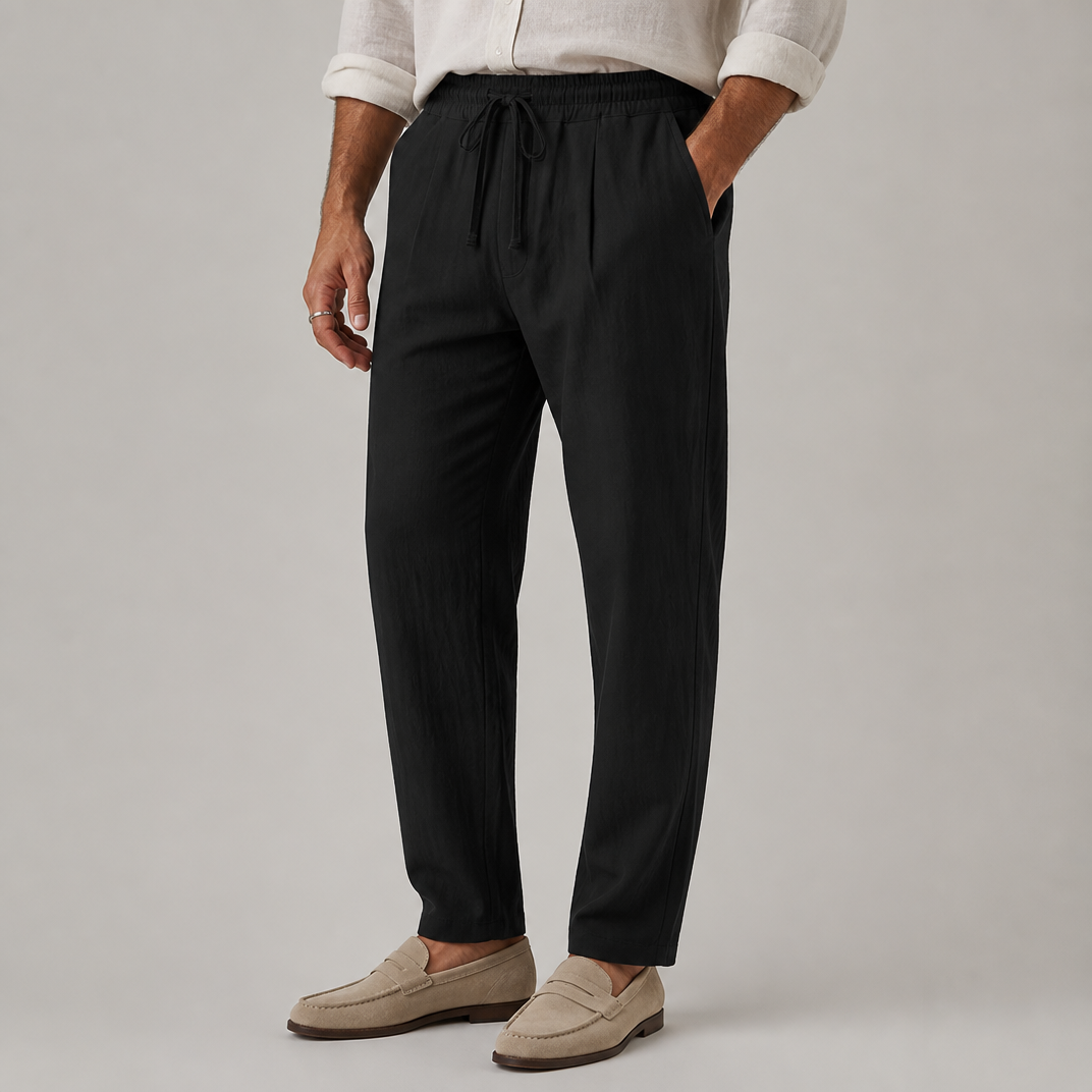 Men’s Relaxed-Fit Linen Drawstring Trousers