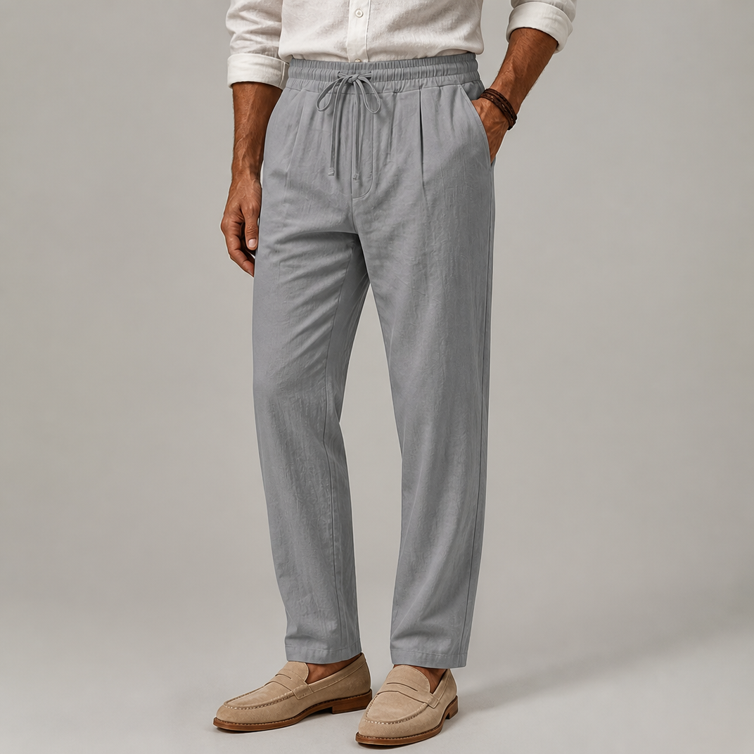 Men’s Relaxed-Fit Linen Drawstring Trousers