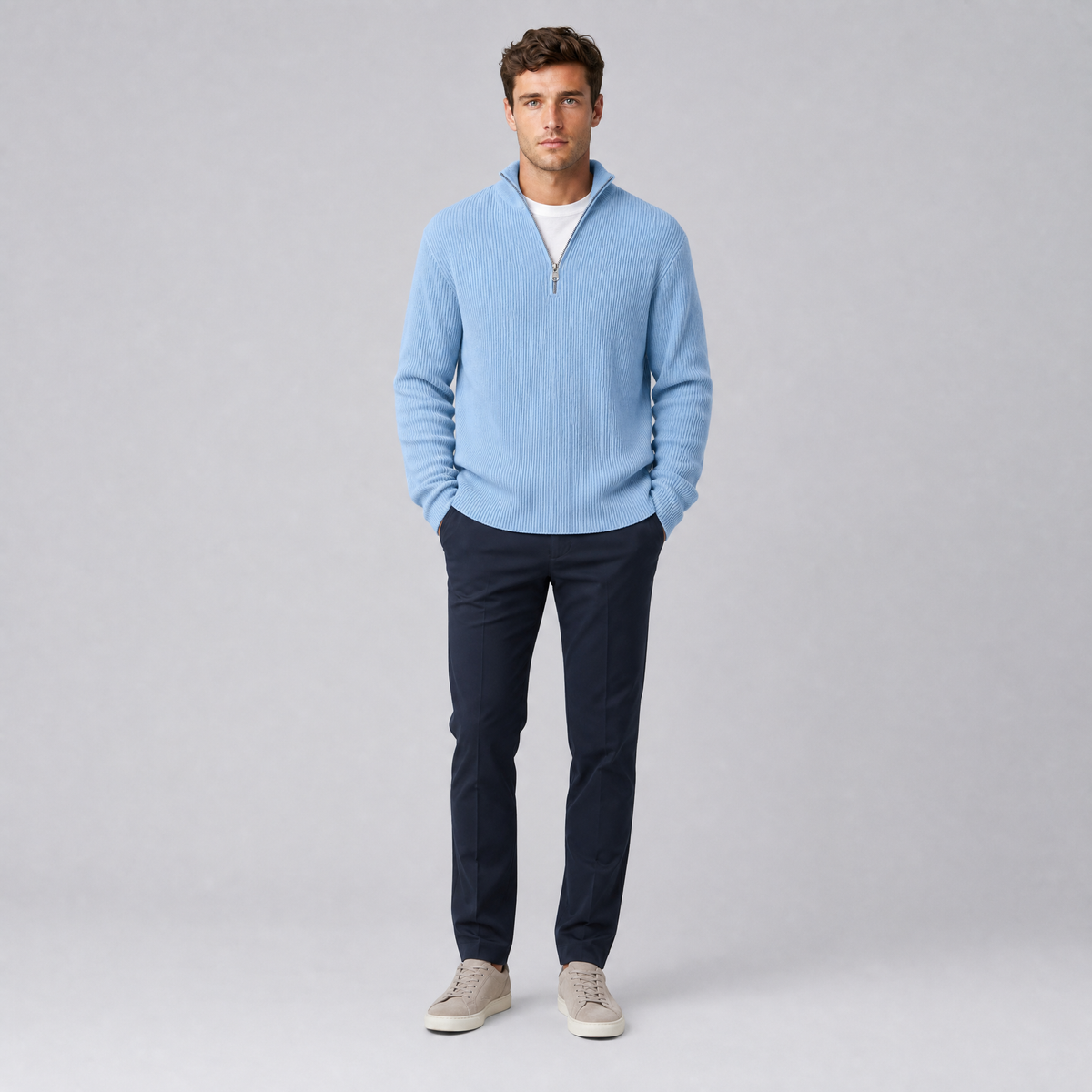 Men's Ribbed Quarter Zip Jumper Regular Fit