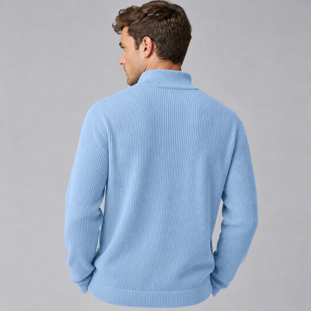 Men's Ribbed Quarter Zip Jumper Regular Fit