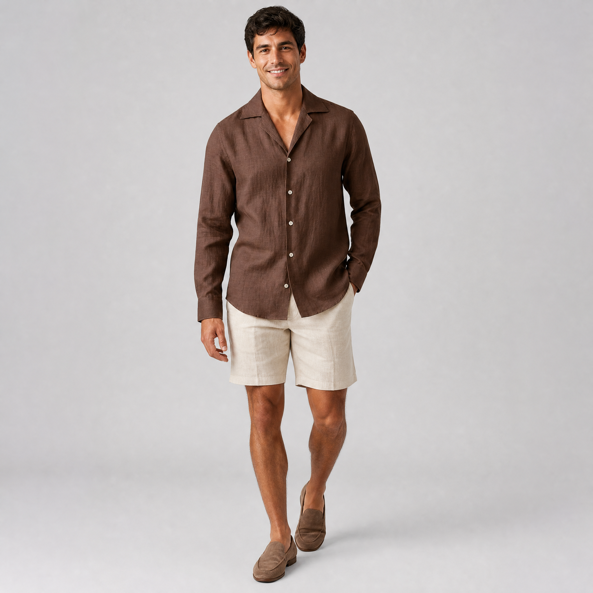 Men’s Slim-Fit Long-Sleeve Linen Shirt