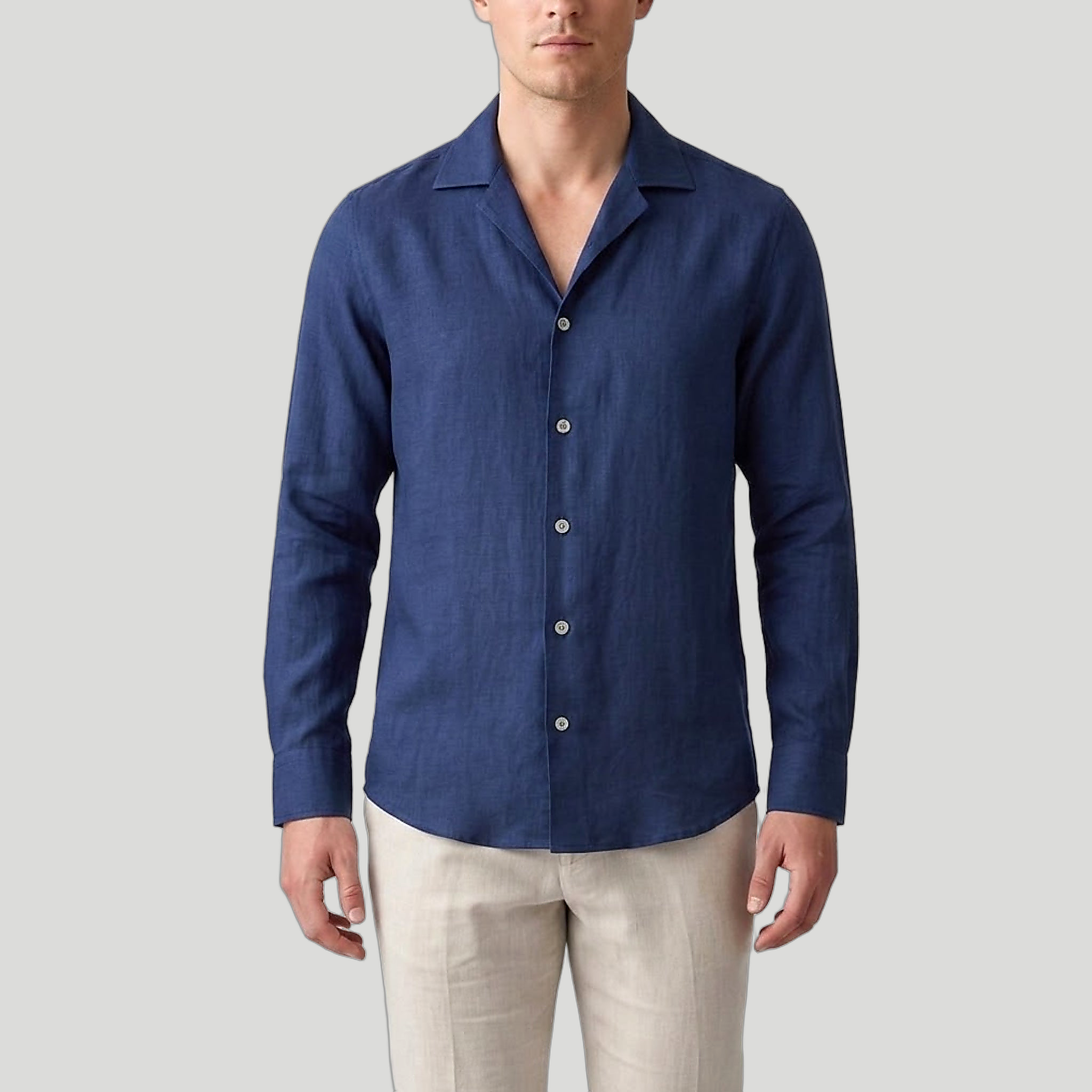 Men’s Slim-Fit Long-Sleeve Linen Shirt