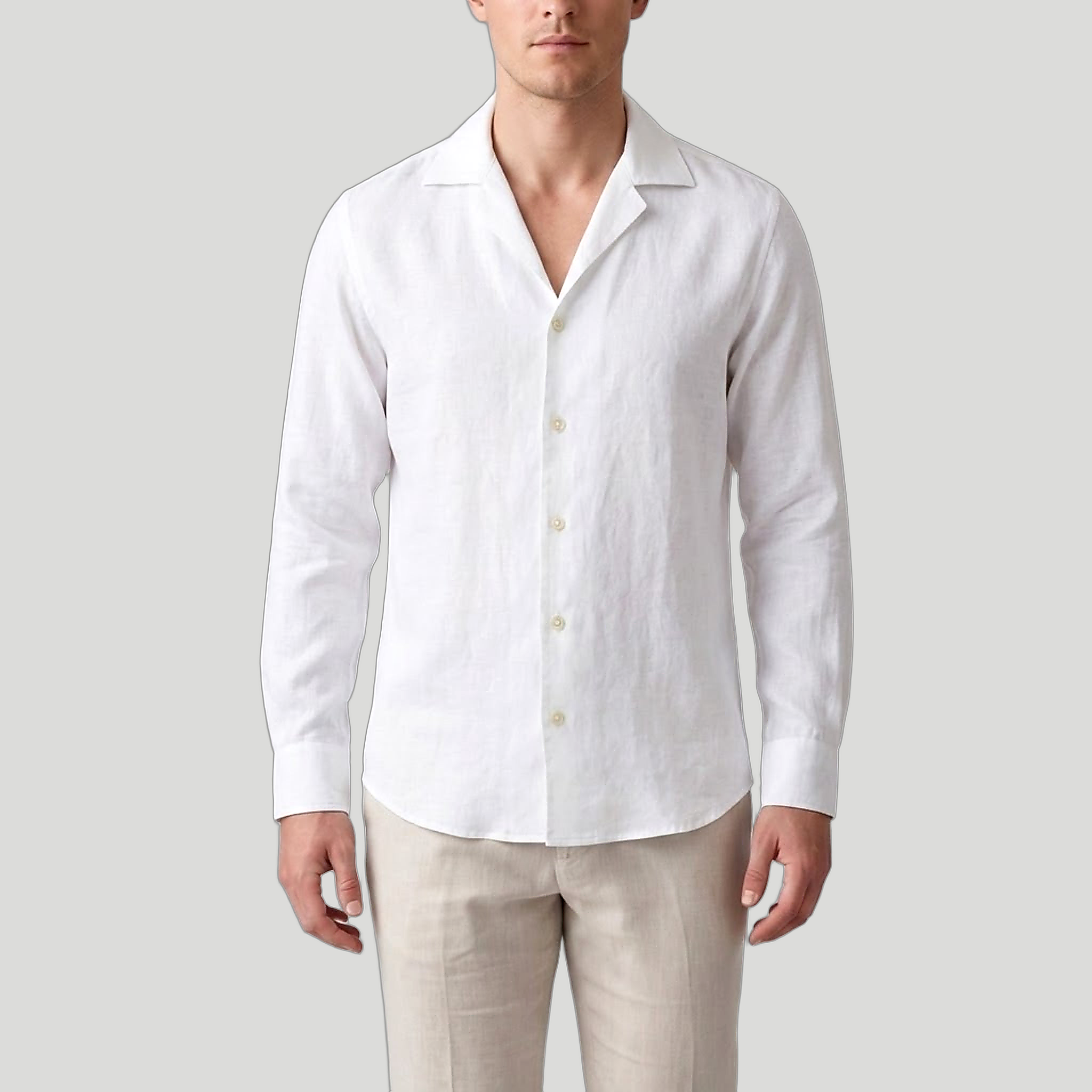 Men’s Slim-Fit Long-Sleeve Linen Shirt